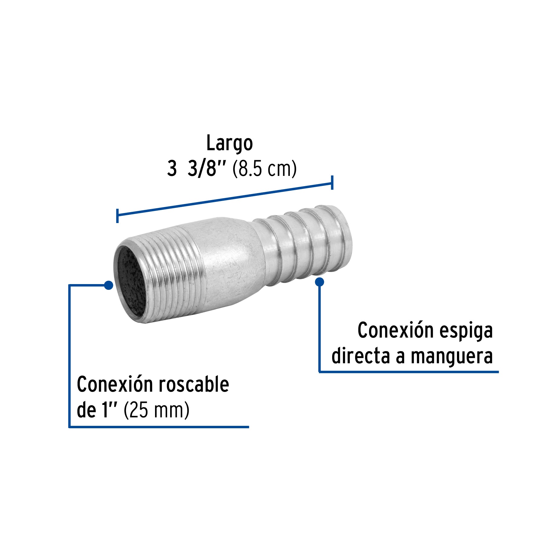 Niple galvanizado tipo botella, 1"