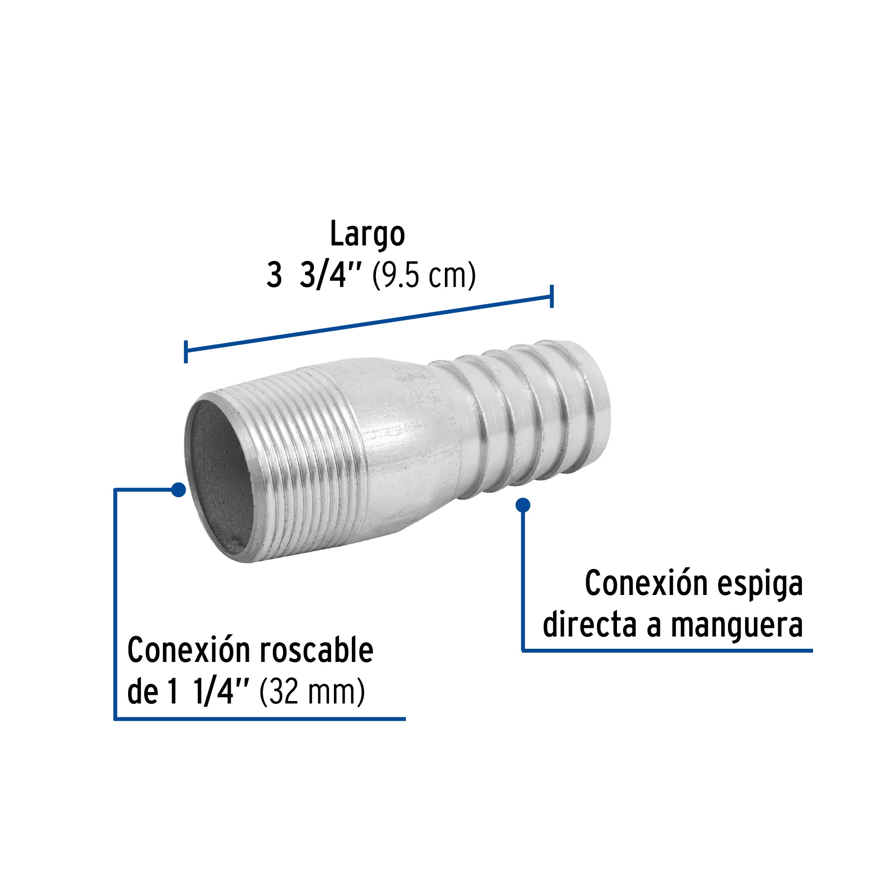 Niple galvanizado tipo botella, 1-1/4"