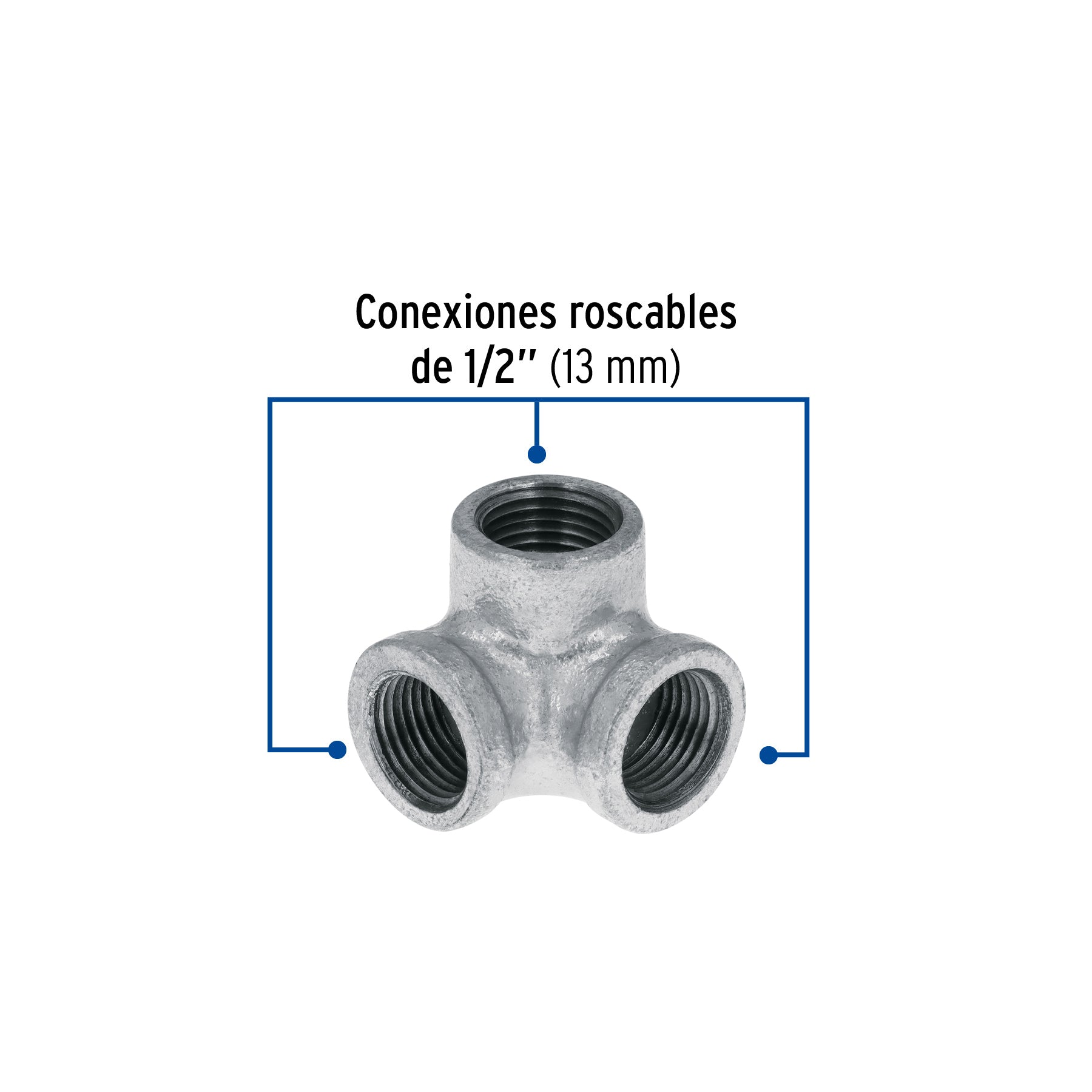 Codo rincón, acero galvanizado, 1/2"