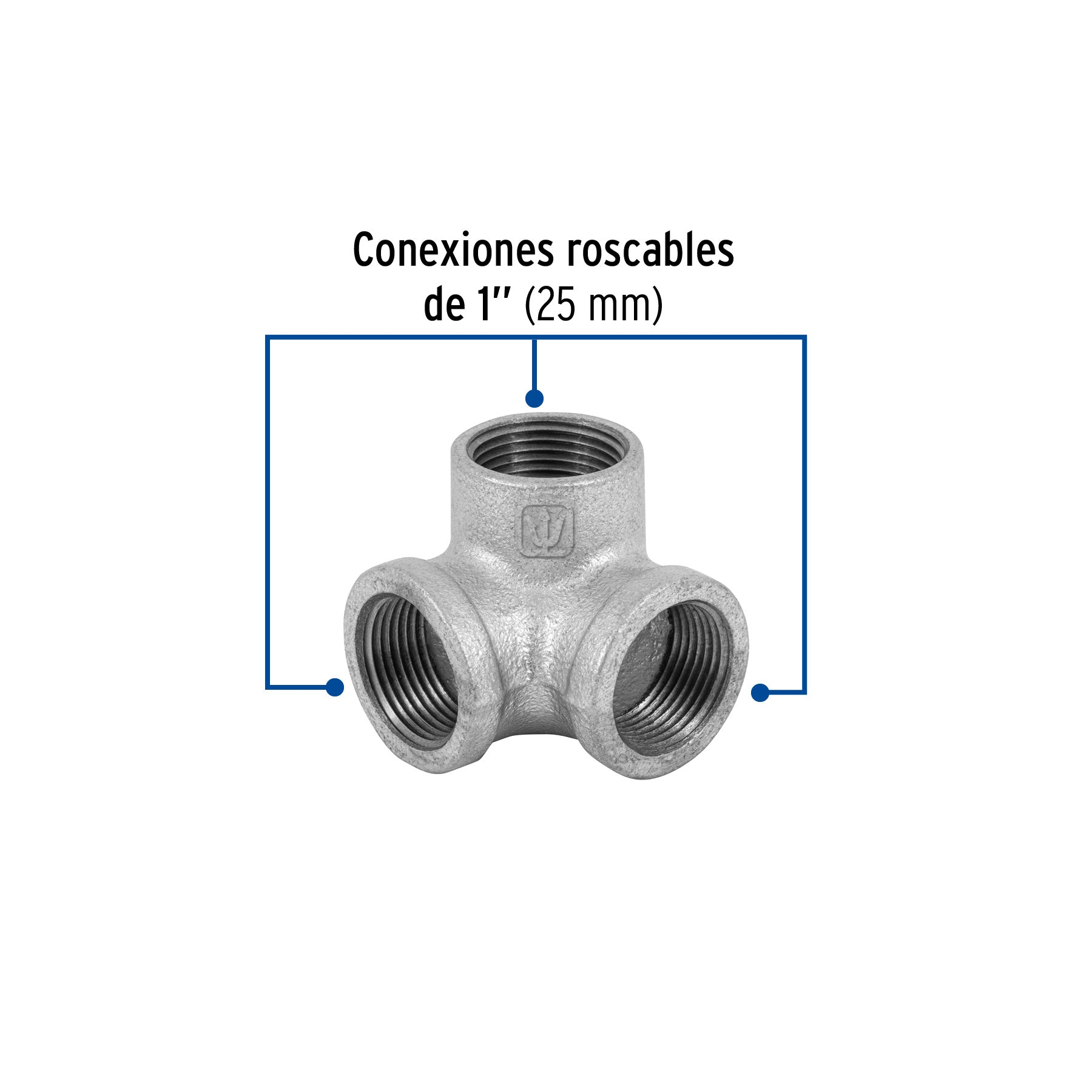 Codo rincón, acero galvanizado, 1"