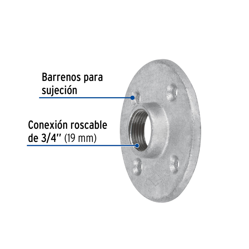 Brida, acero galvanizado, 3/4"
