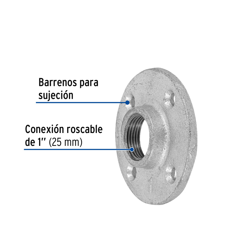 Brida, acero galvanizado, 1"