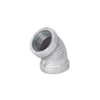 Codo 45°, acero galvanizado, 3/4"