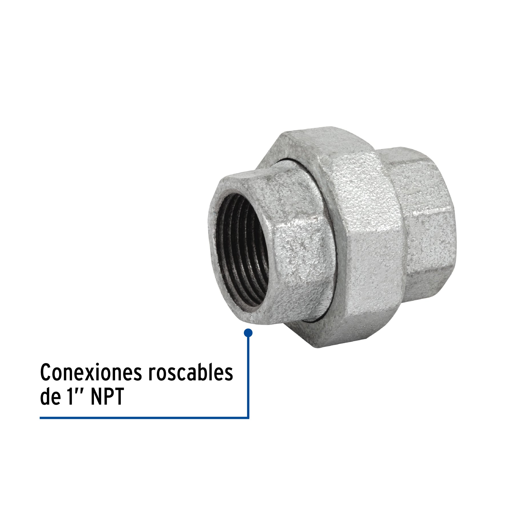 Tuerca unión, acero galvanizado, 1"