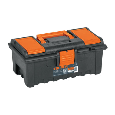 Caja plástica 14" con compartimentos, naranja