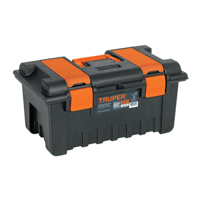 Caja plástica 22" con compartimentos, naranja