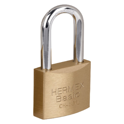 Candado de hierro, 50mm, gancho largo, blister,Hermex Basic