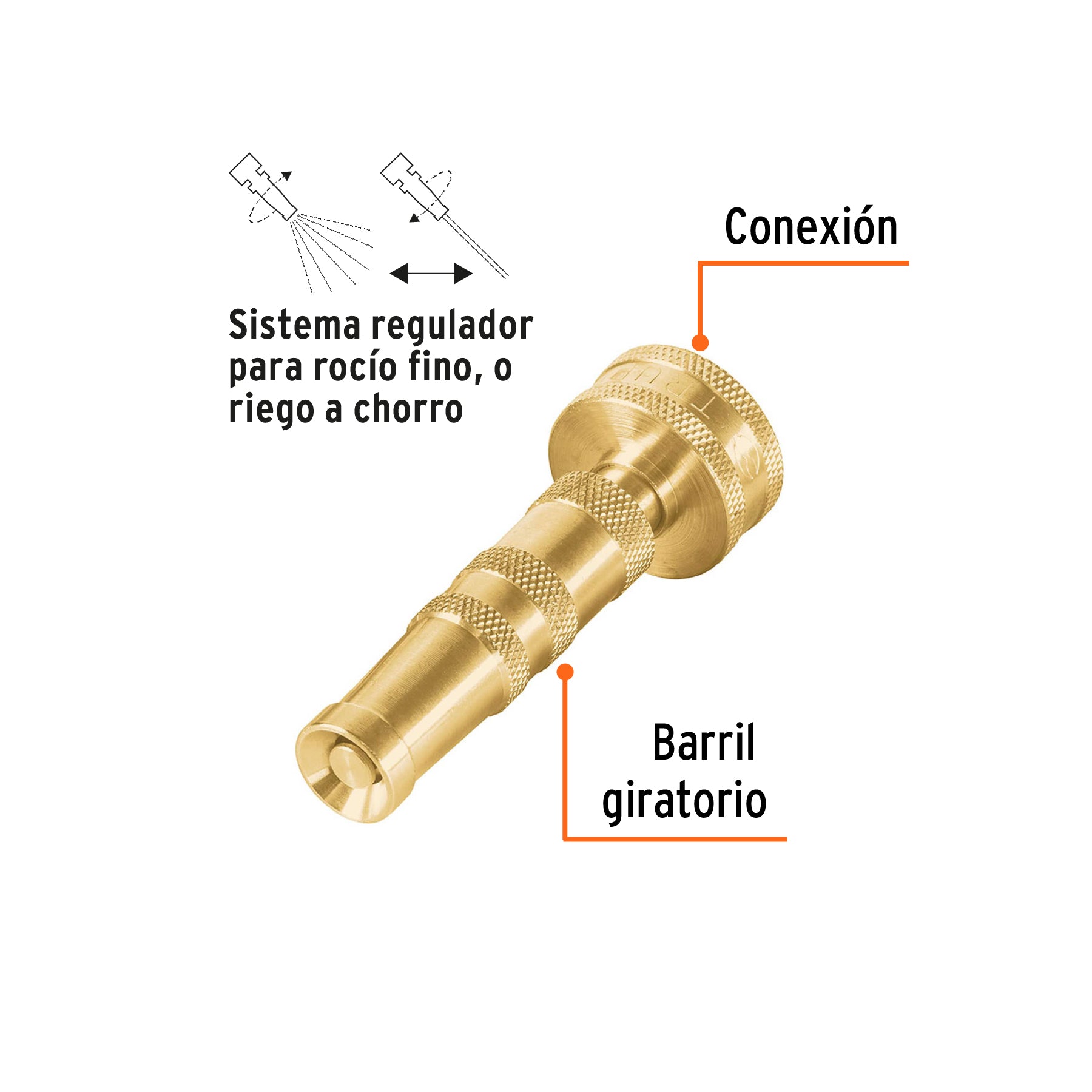 Chiflón 3-1/2" de latón maquinado