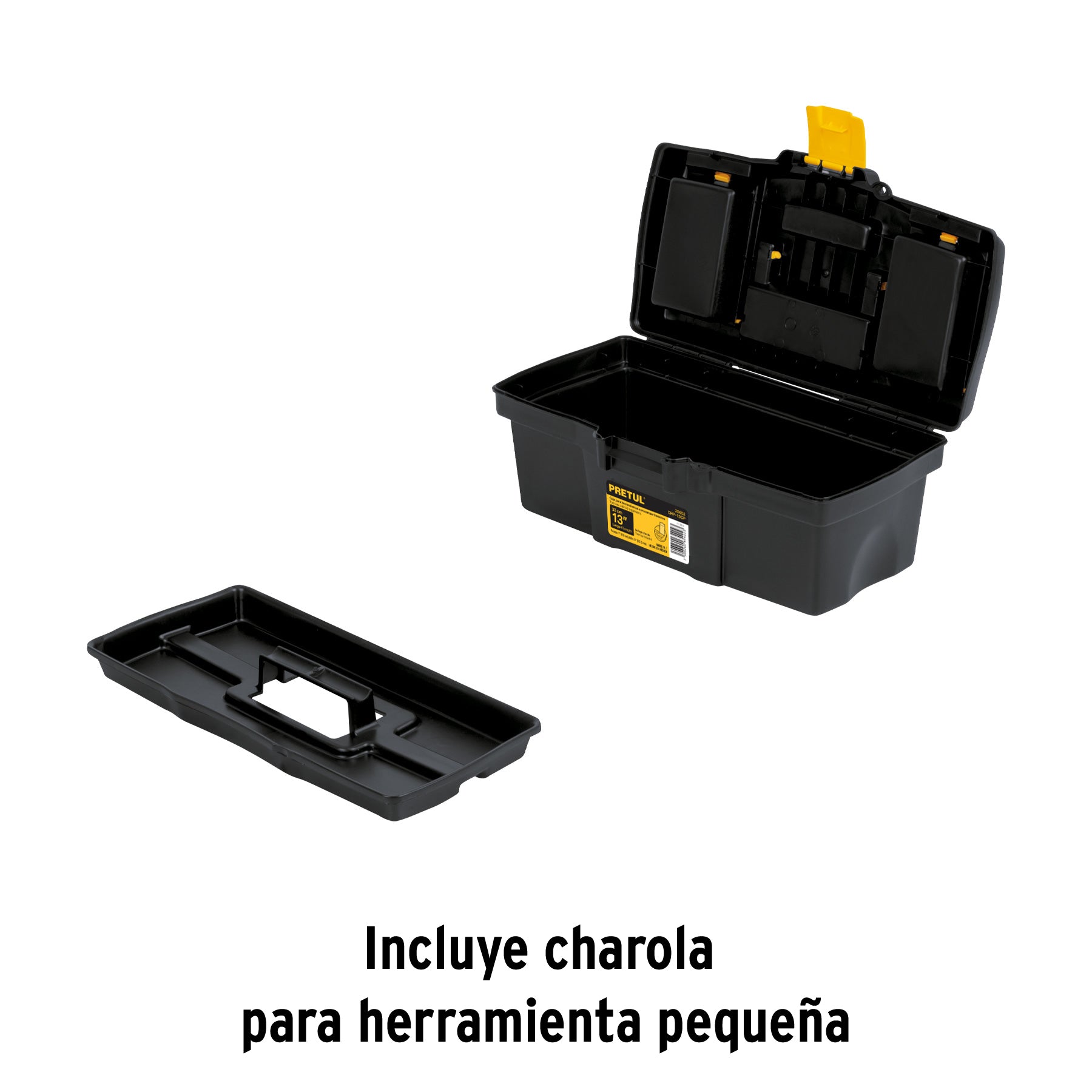 Caja plástica 13" con compartimentos, Pretul