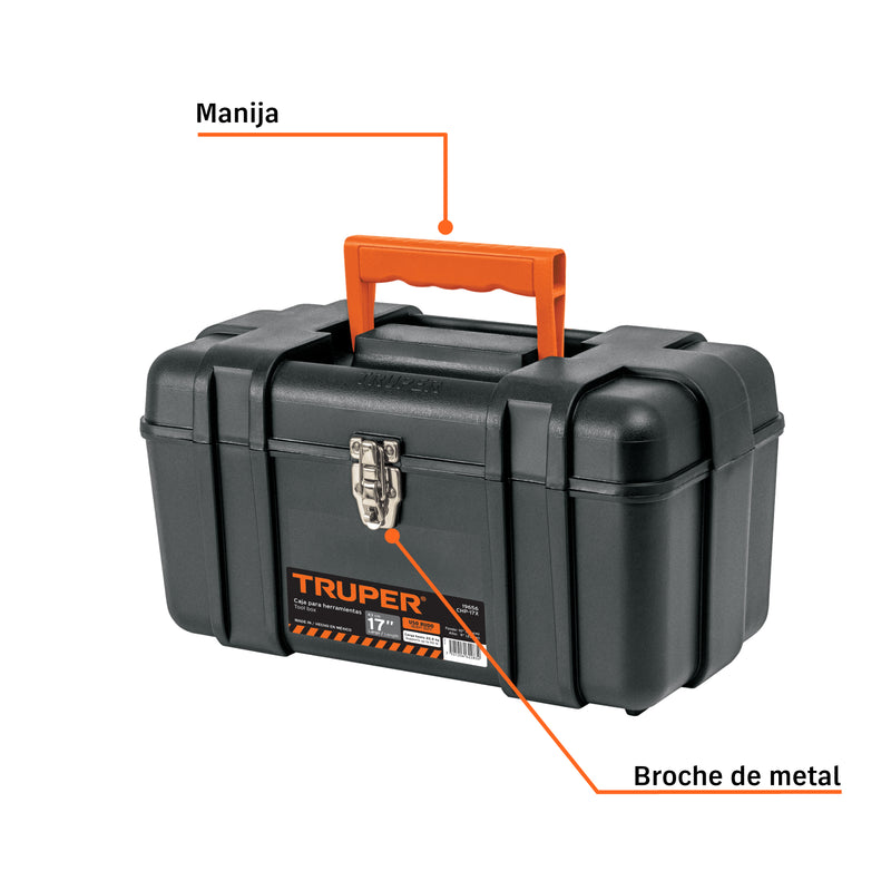 Caja para herramienta, plástica de 17", industrial