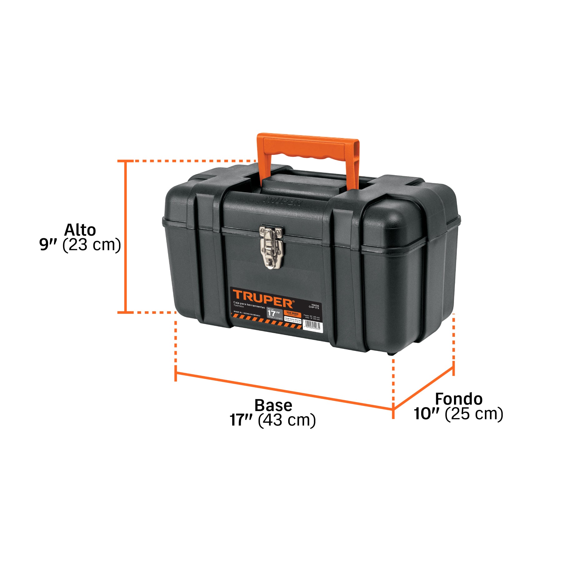 Caja para herramienta, plástica de 17", industrial