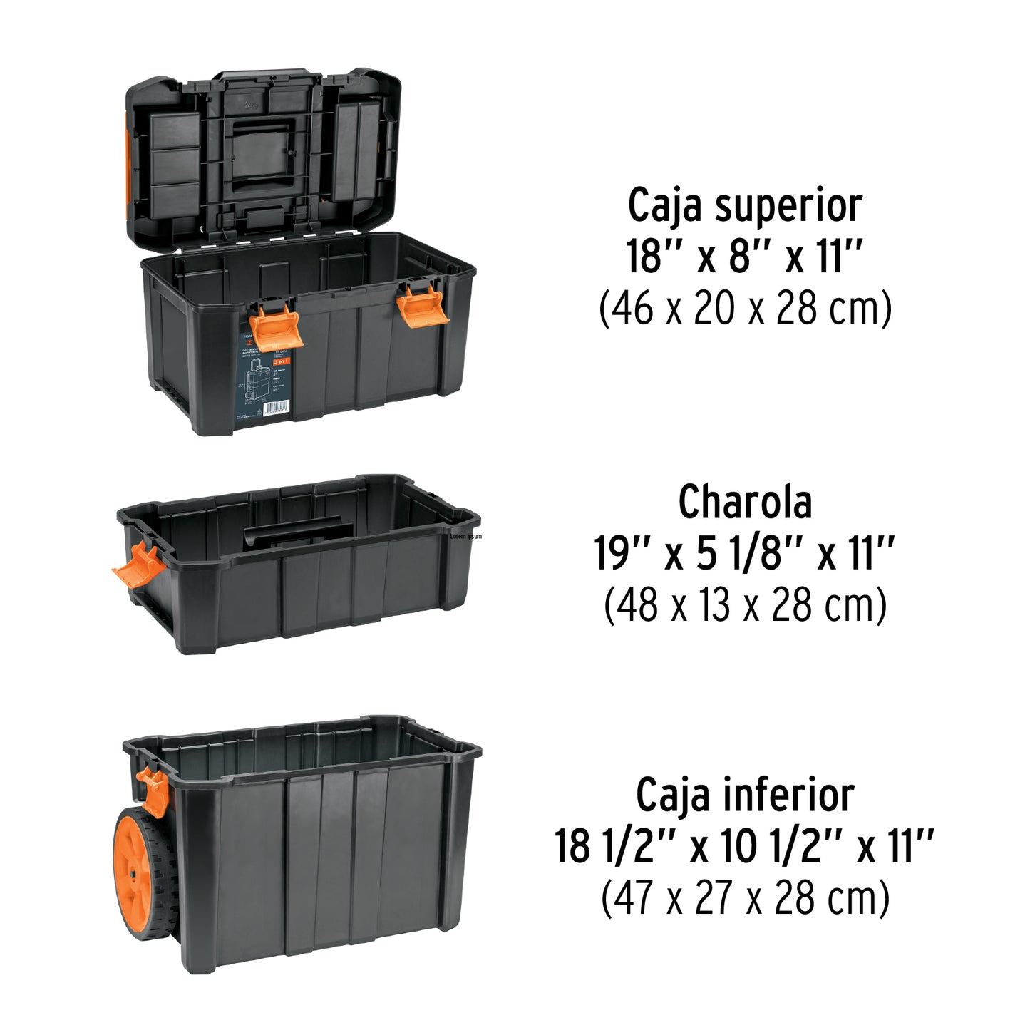Caja para herramientas 19'x25' 3 en 1 desmontable con ruedas