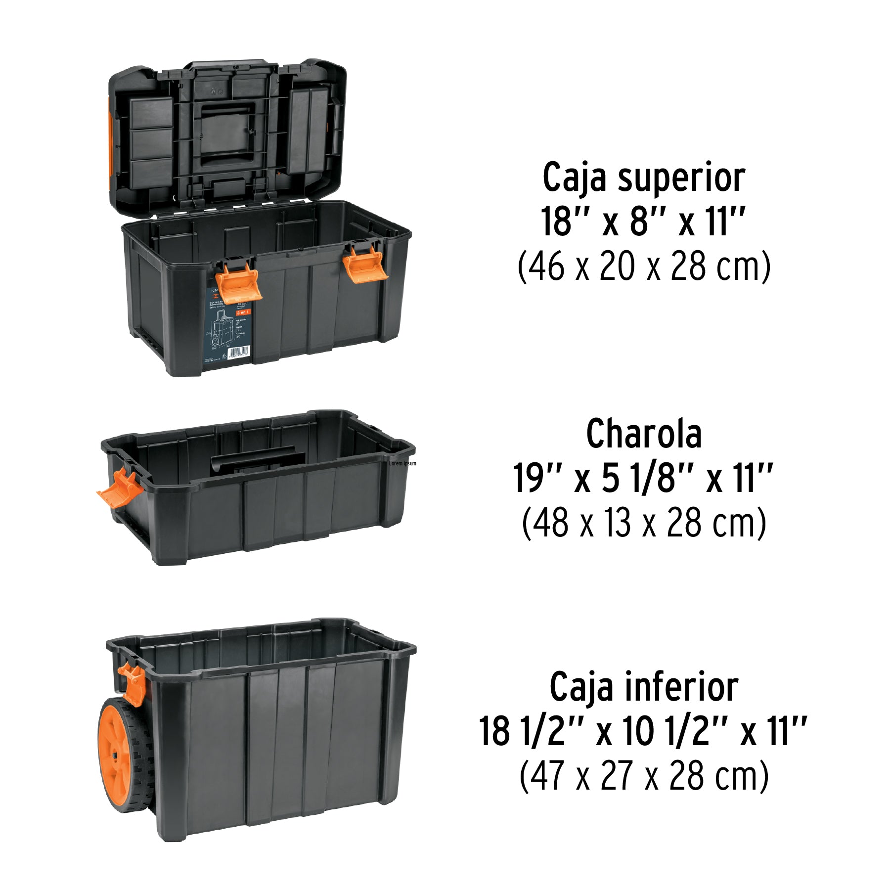 Caja para herramientas 19'x25' 3 en 1 desmontable con ruedas