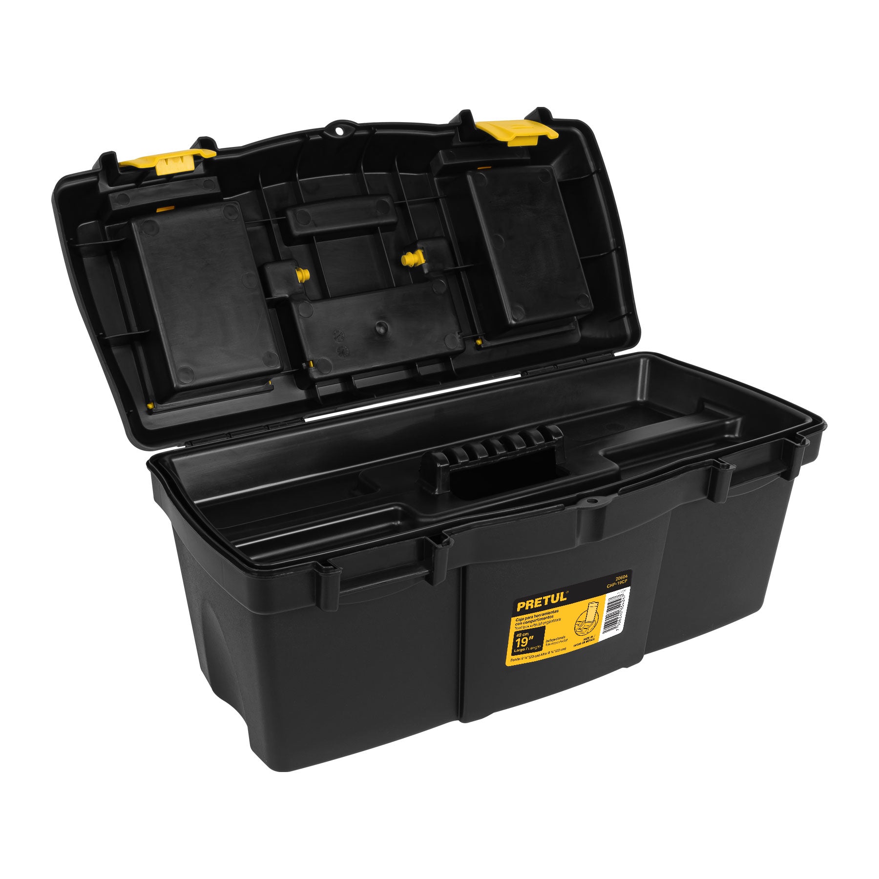 Caja plástica 19" con compartimentos, Pretul