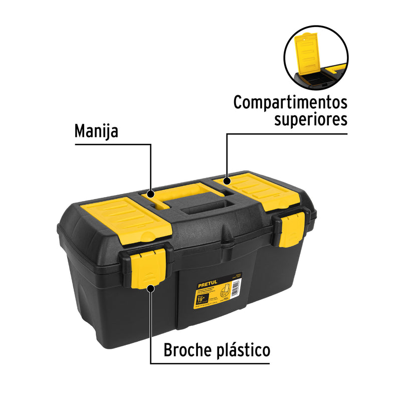 Caja plástica 19" con compartimentos, Pretul