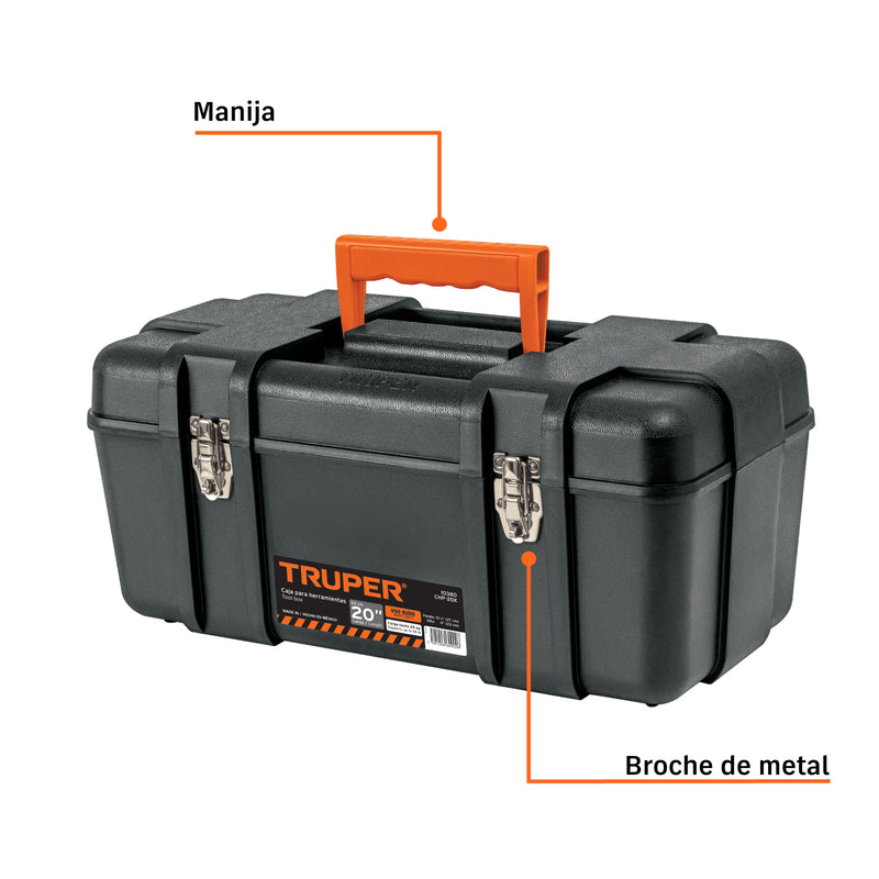 Caja para herramienta, plástica de 20", industrial