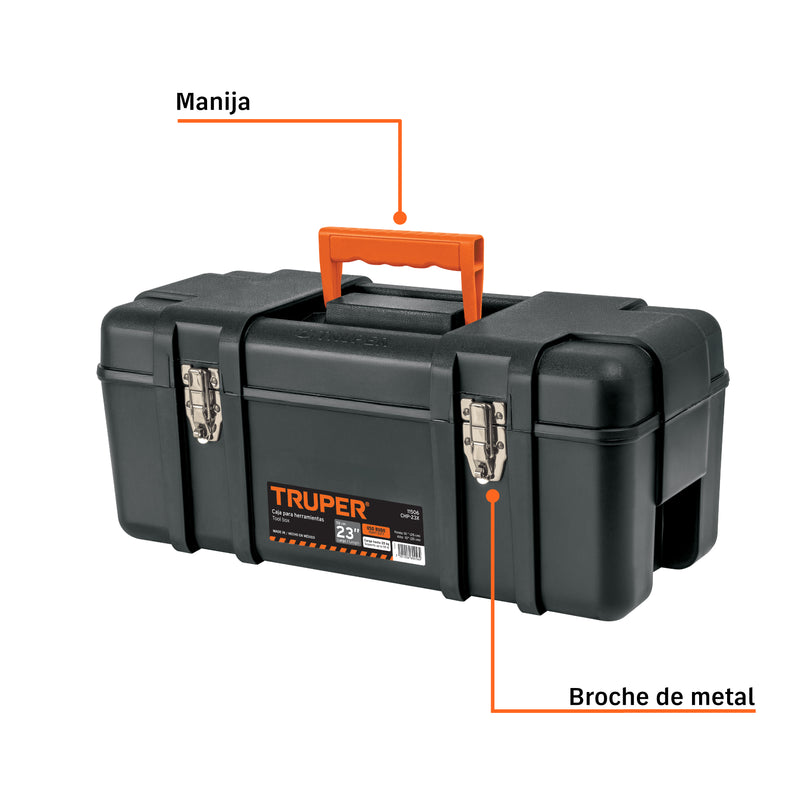 Caja para herramienta, plástica de 23", industrial