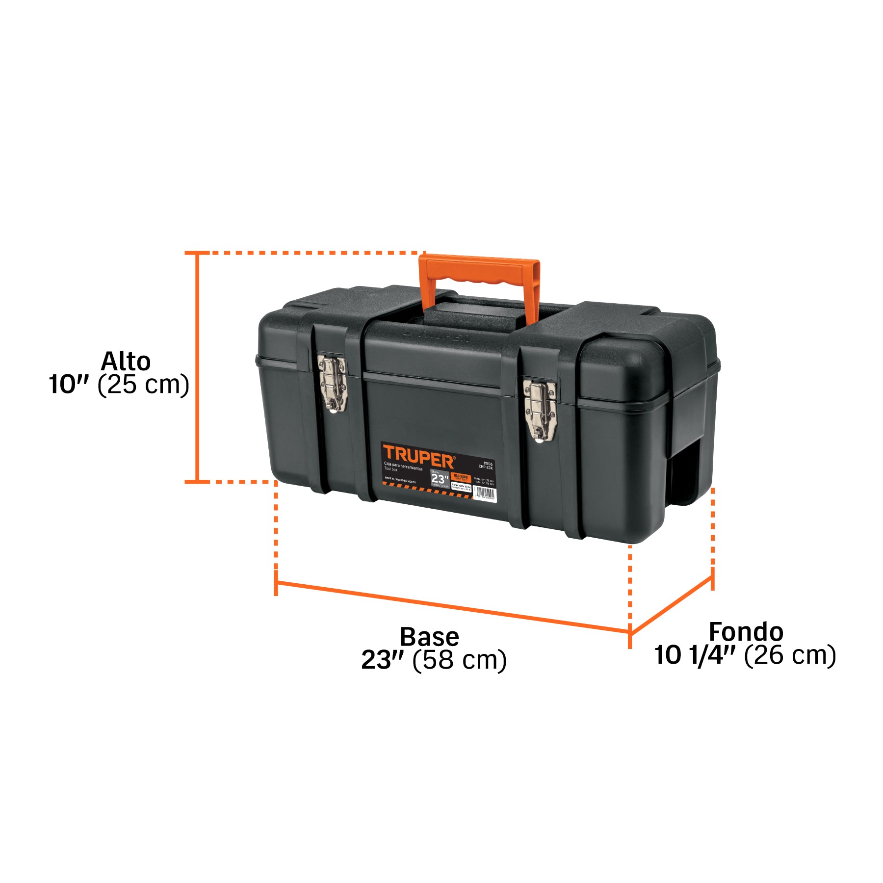 Caja para herramienta, plástica de 23", industrial