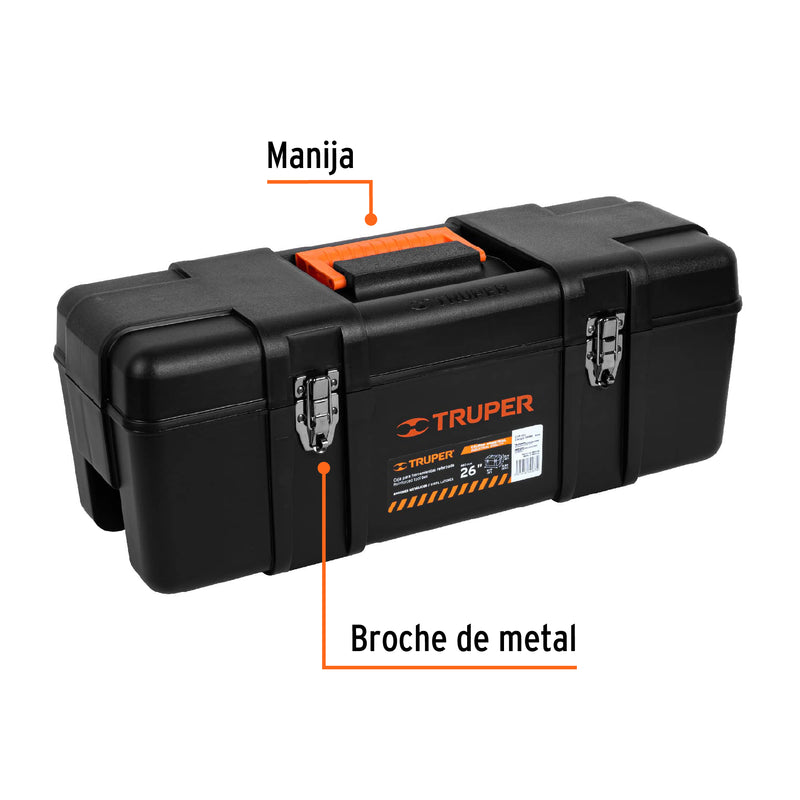 Caja para herramienta, plástica de 26", industrial