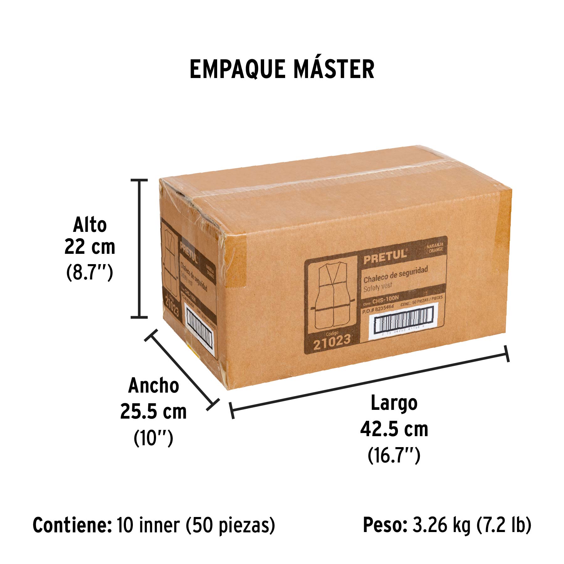 Chaleco de seguridad, uso de día, naranja, Pretul