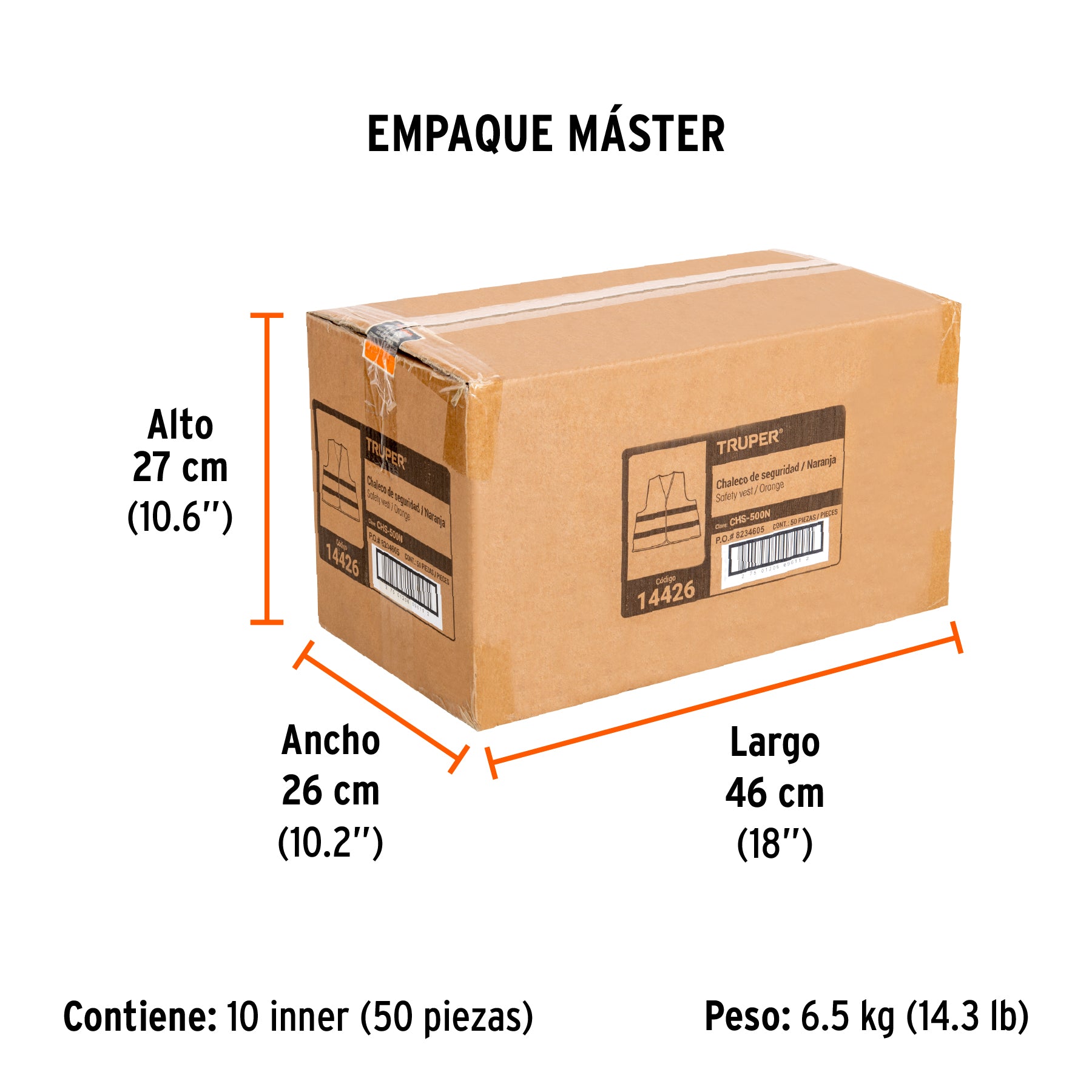 Chaleco de seguridad, alta visibilidad, naranja