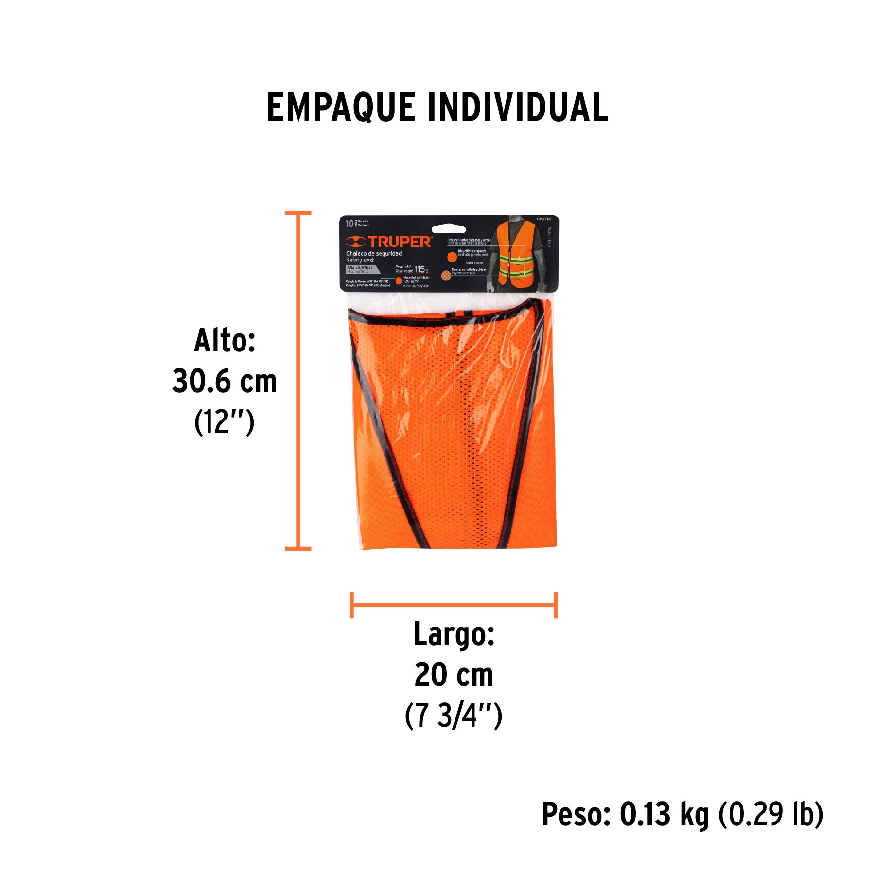 Chaleco de seguridad, alta visibilidad, con cierre, naranja