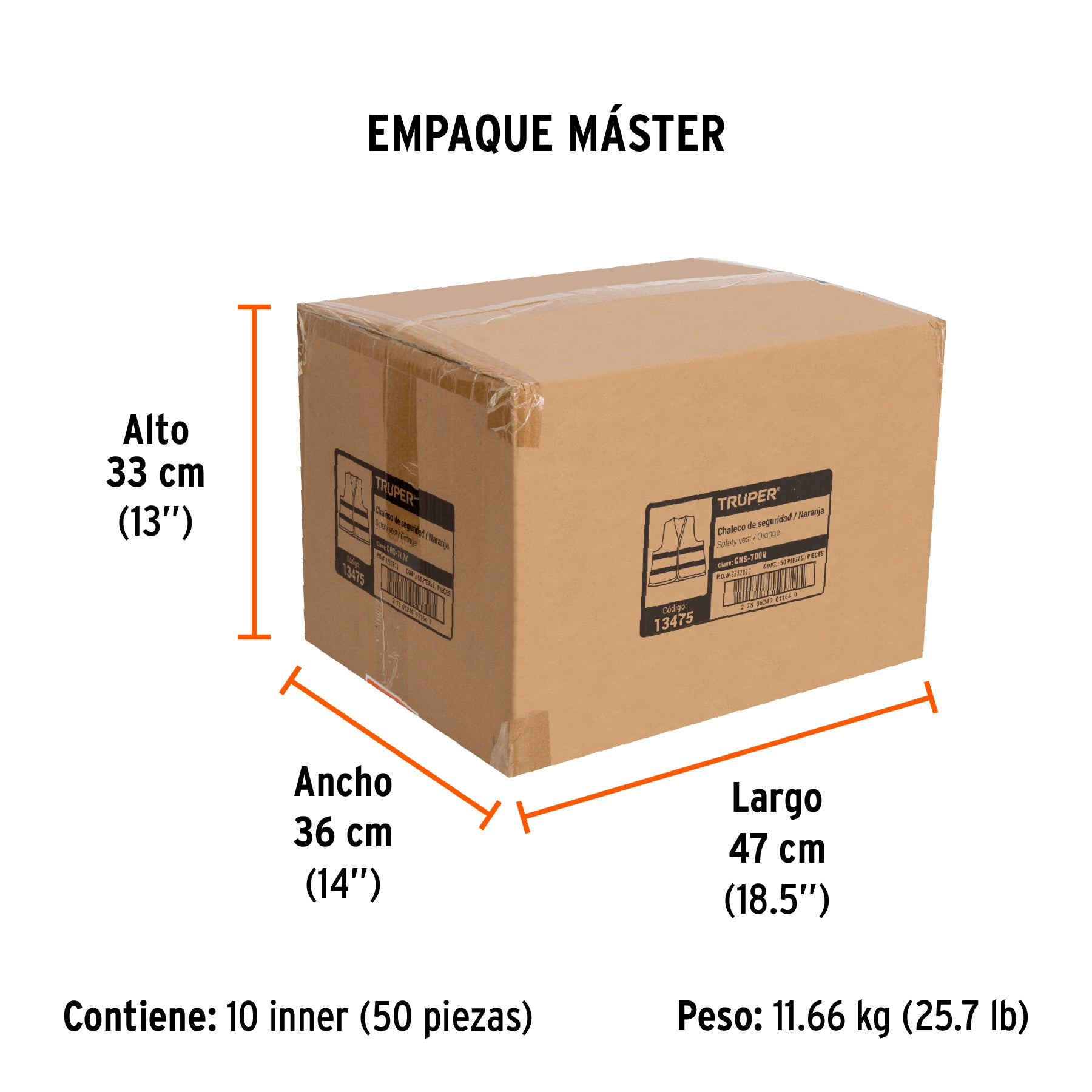 Chaleco de seguridad, maxima visibilidad, con bolsas,naranja