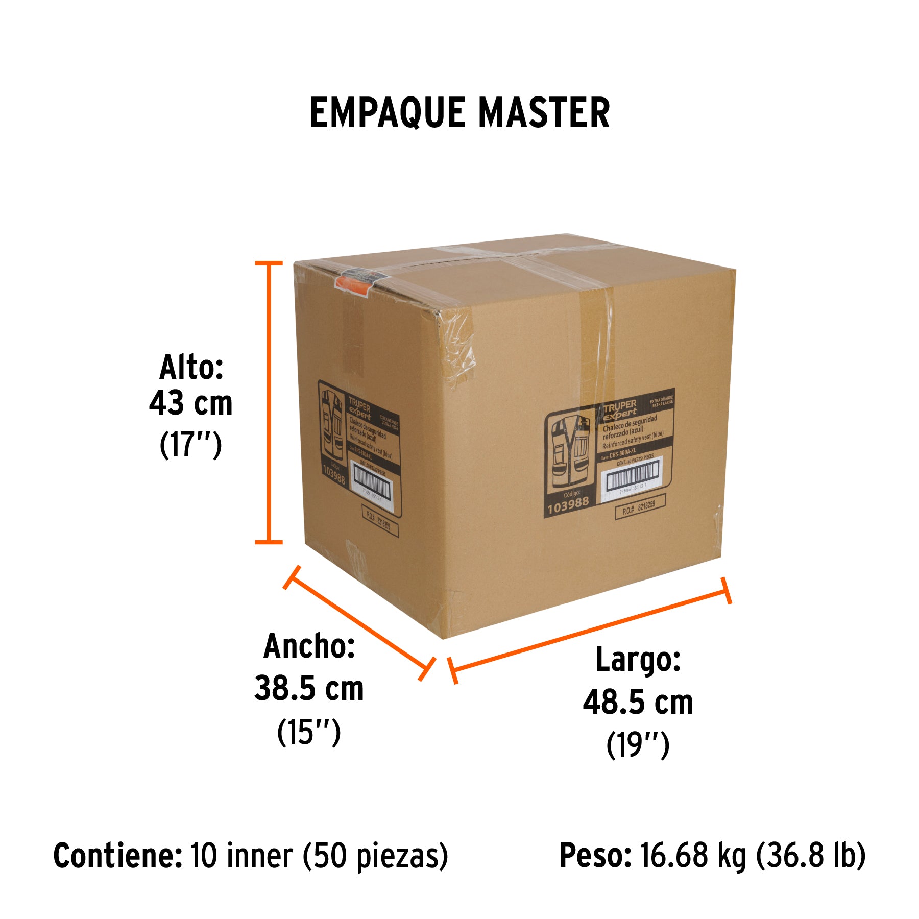 Chaleco seguridad reforzado azul con bolsas, EG, EXPERT
