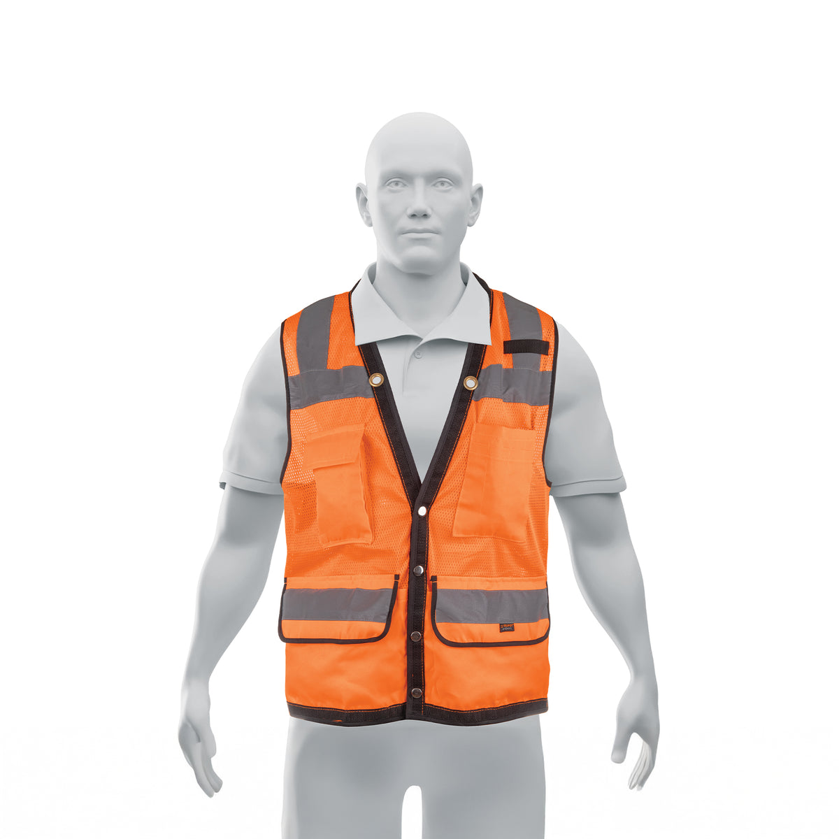 Chaleco seguridad reforzado, c/bolsas, naranja, extra grande