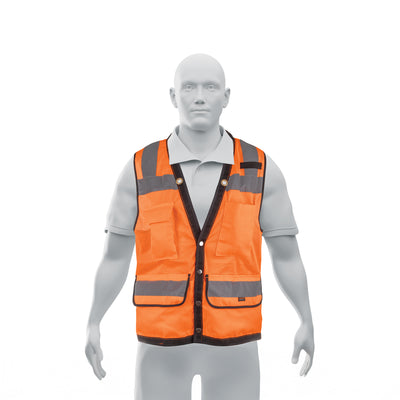 Chaleco seguridad reforzado, c/bolsas, naranja, extra grande