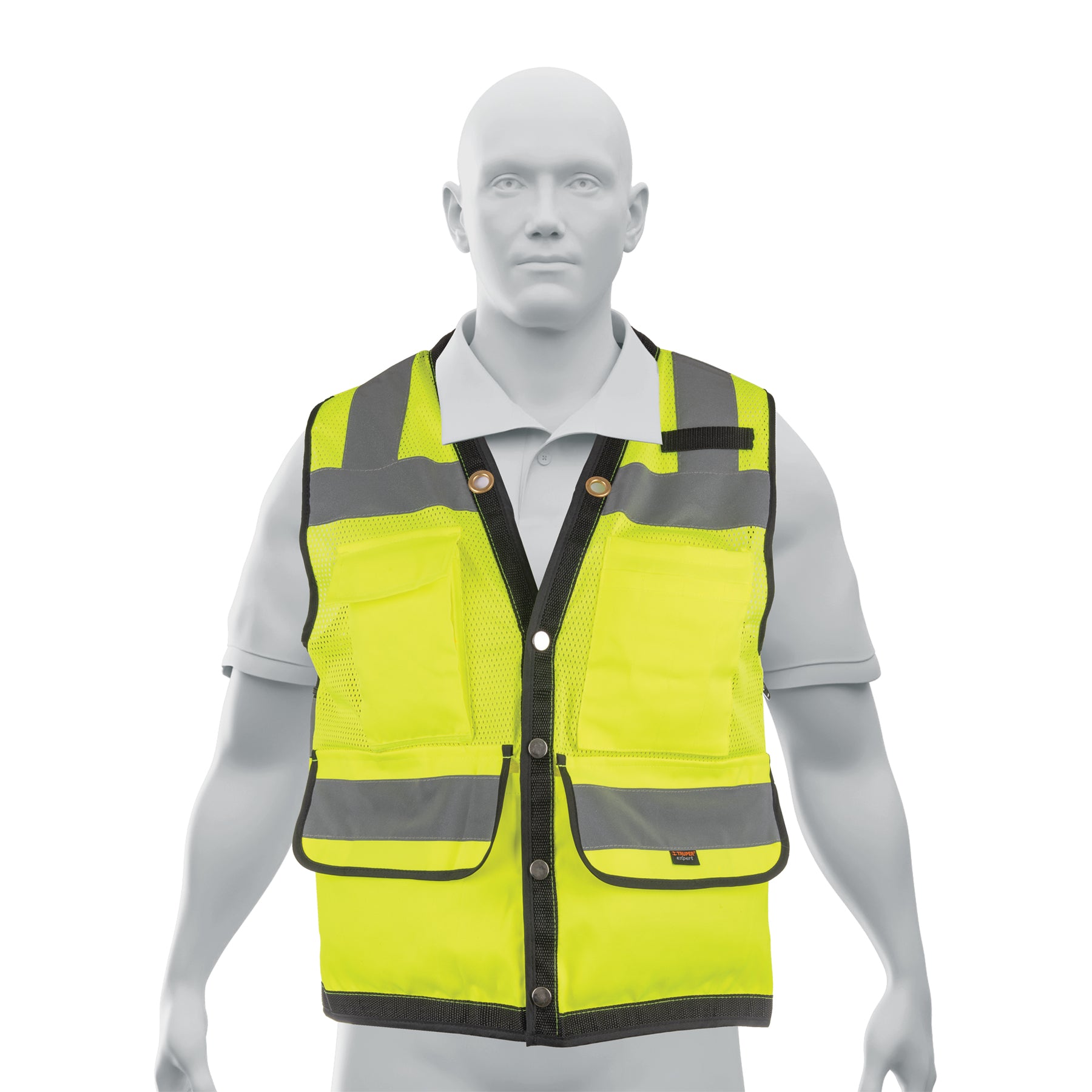 Chaleco de seguridad reforzado, con bolsas, verde, grande