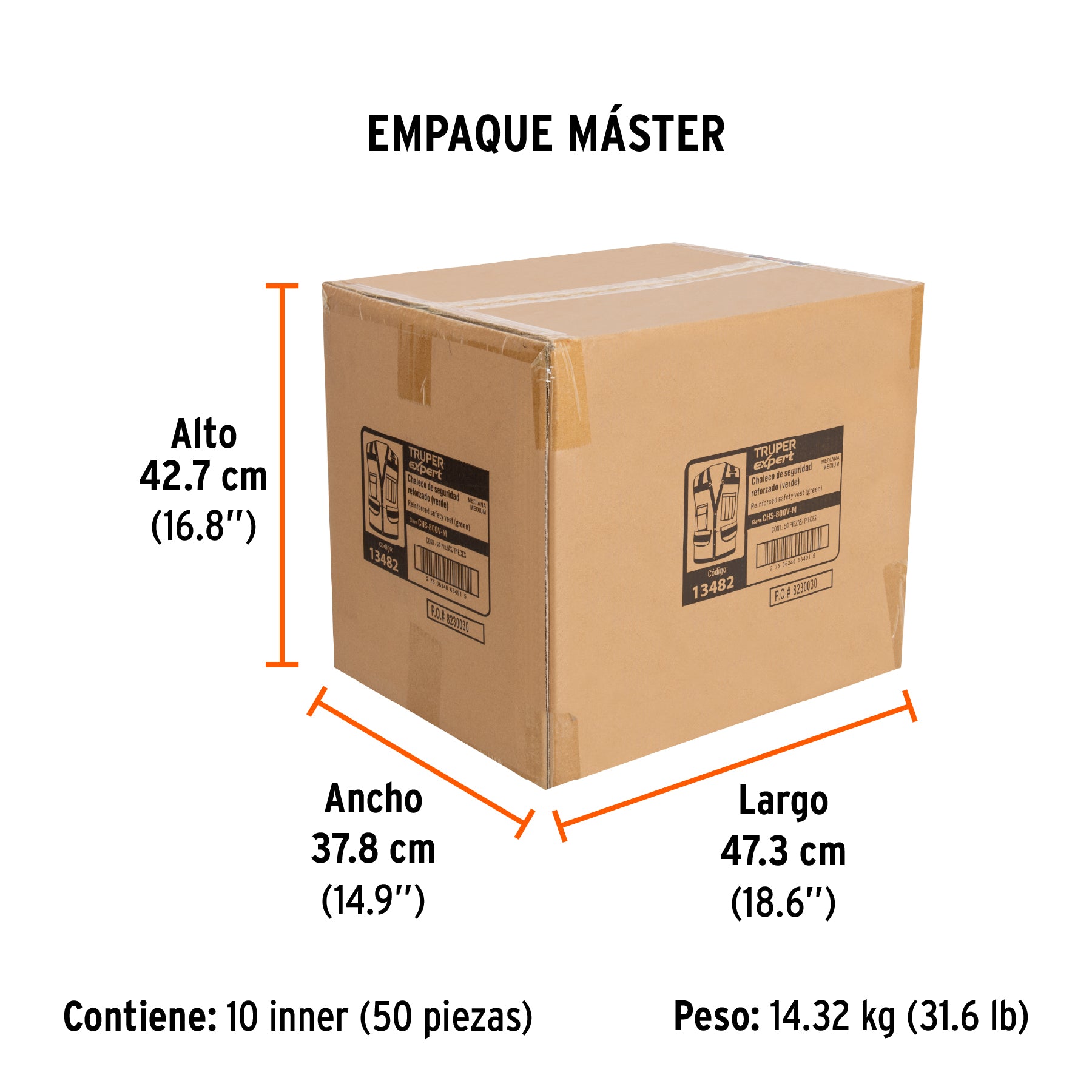 Chaleco de seguridad reforzado, con bolsas, verde, mediano