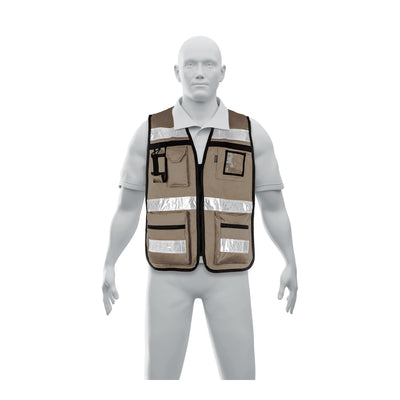 Chaleco brigadista con cintas reflejantes, color beige