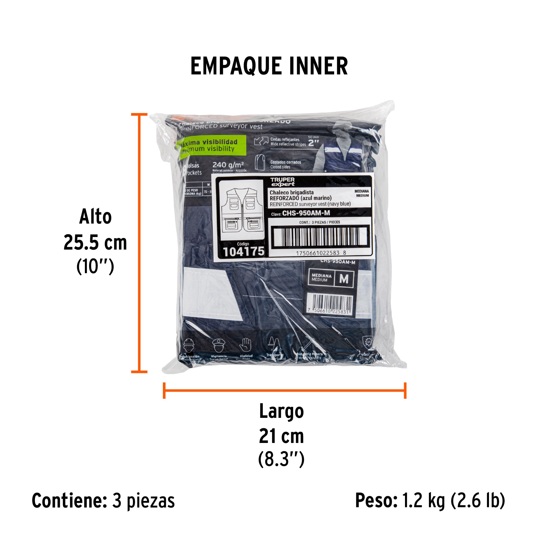 Chaleco brigadista reforzado, azul marino, M, TRUPER EXPERT