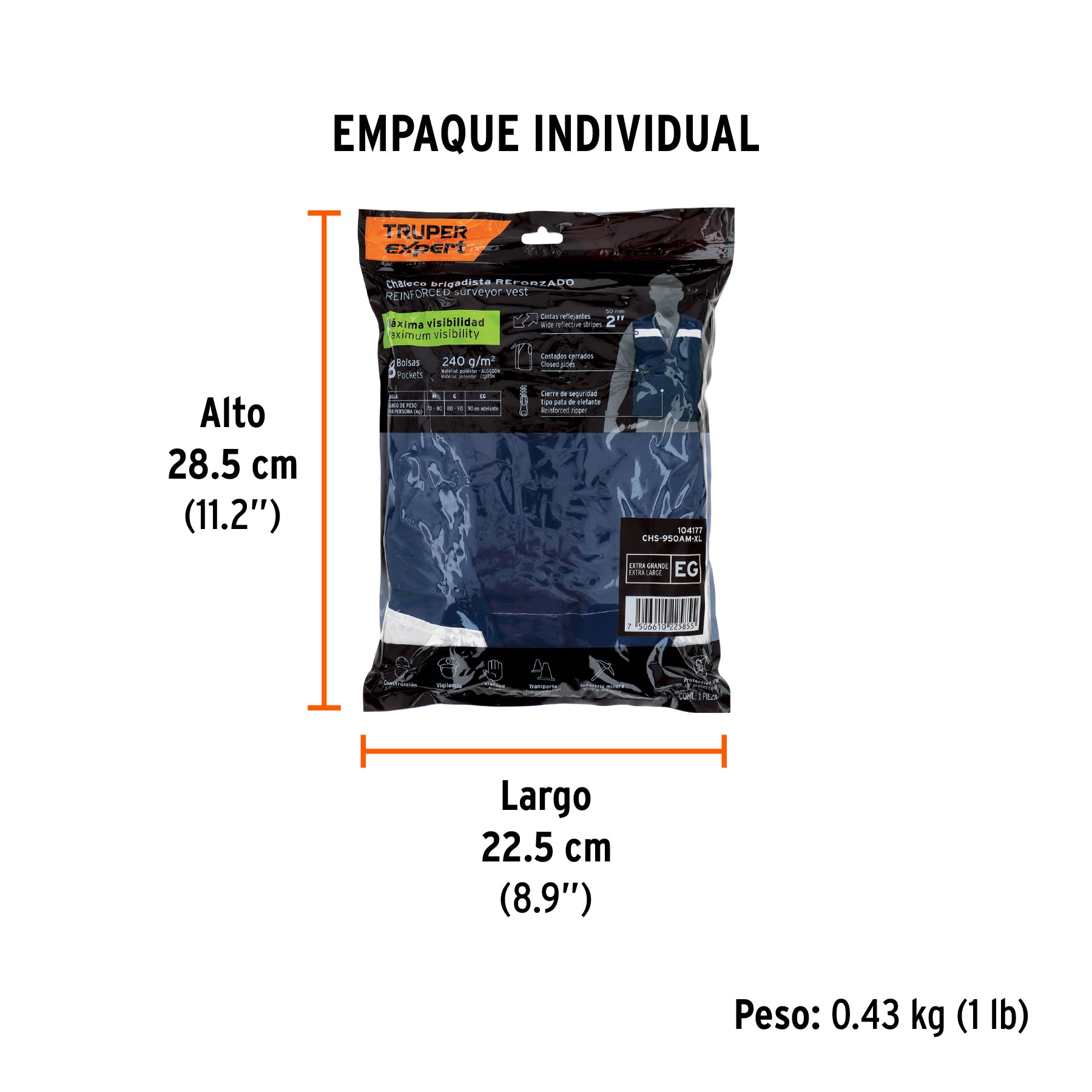 Chaleco brigadista reforzado, azul marino, XG, TRUPER EXPERT