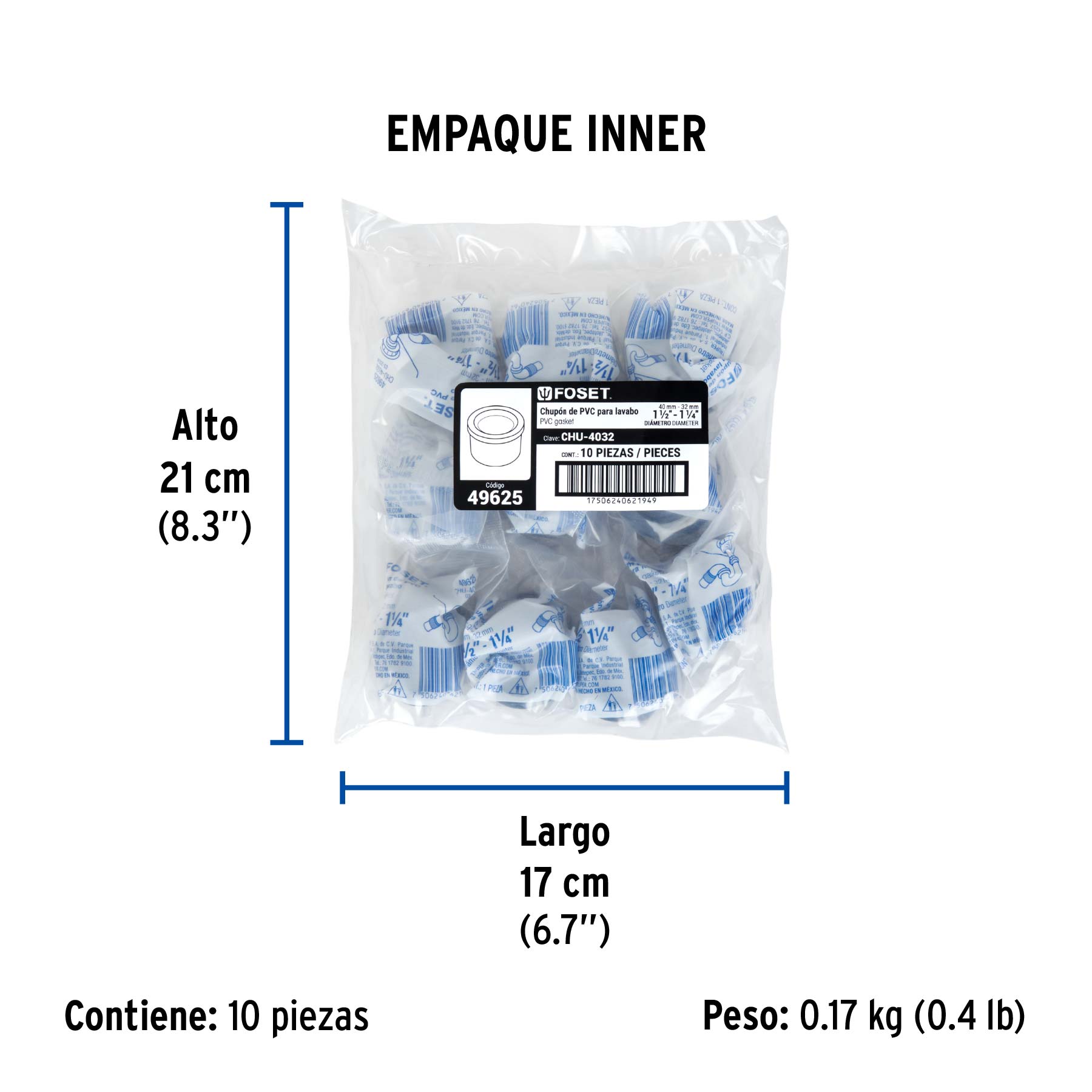 Chupón de hule negro, 40-32mm