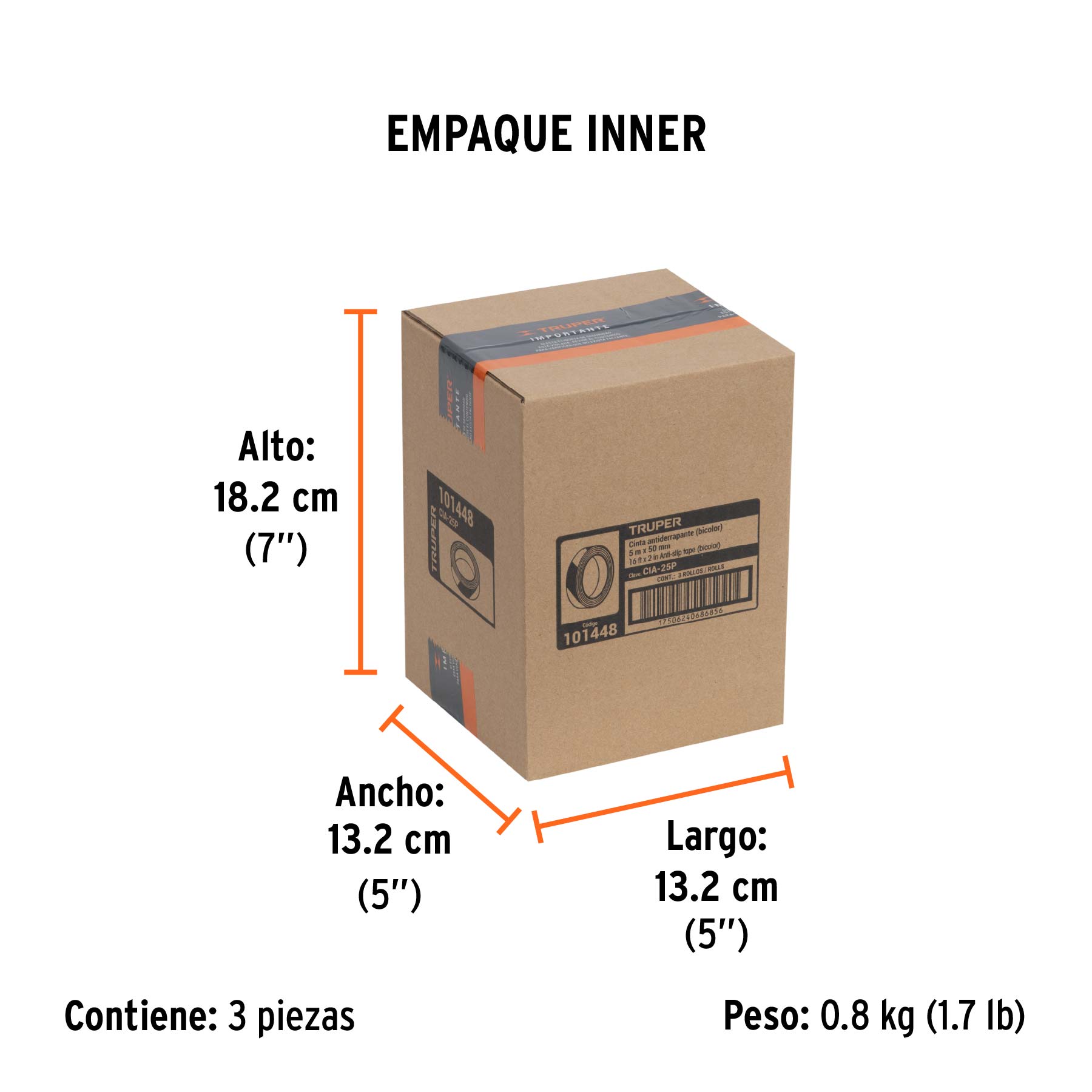 Cinta antiderrapante ama/negra con abrasivo, 50mm x 5m