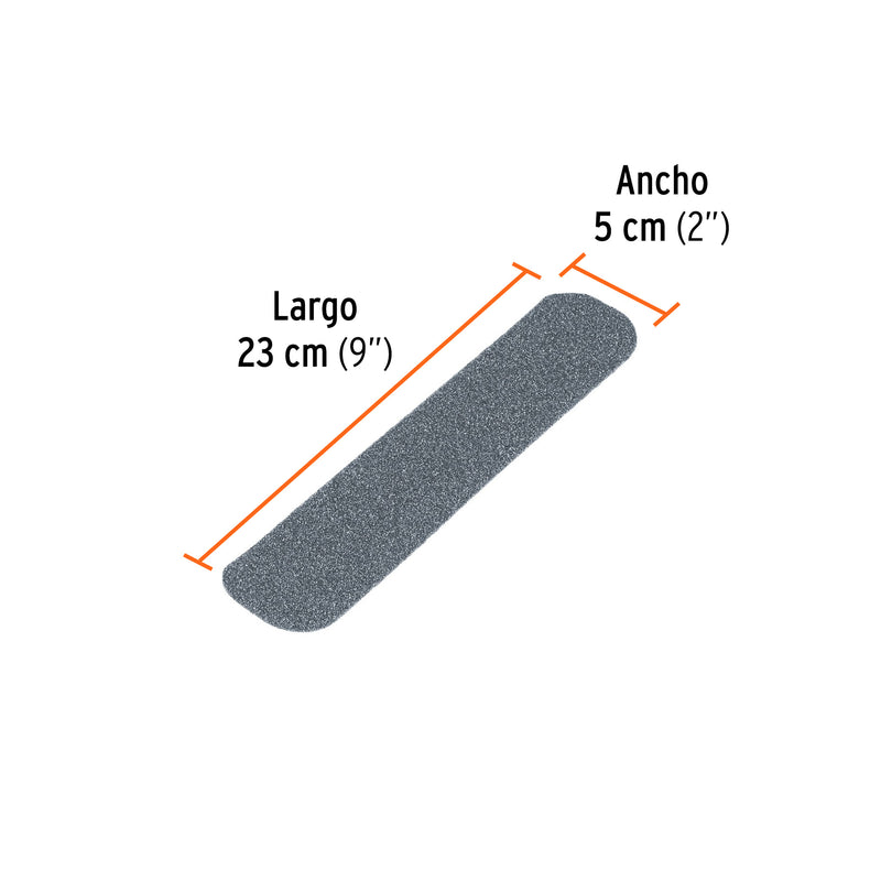 Tarjeta 6 tiras 23cm antiderrapantes grises 50mm área húmeda