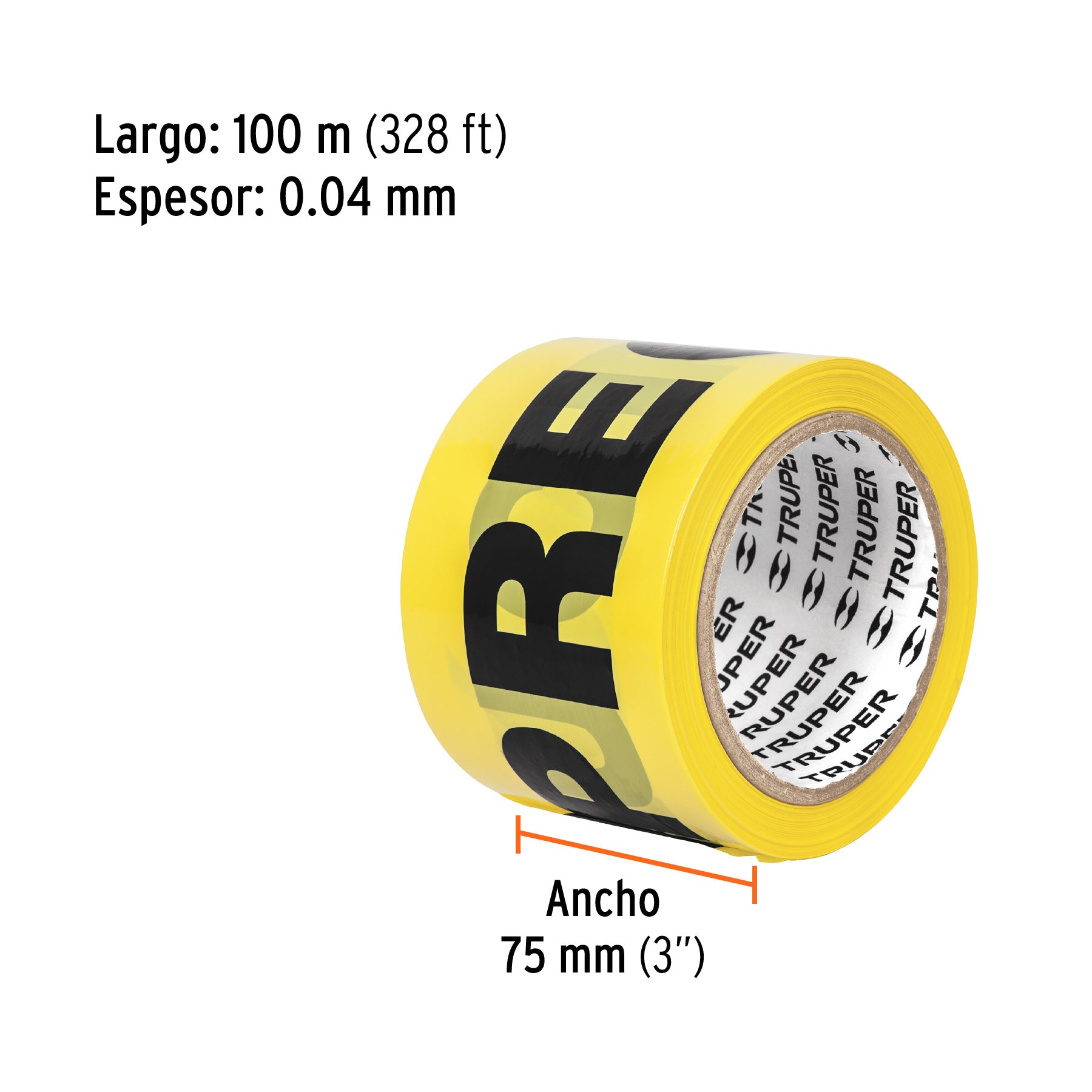 Rollo de 100m de Cinta delimitadora "Precaución", Truper