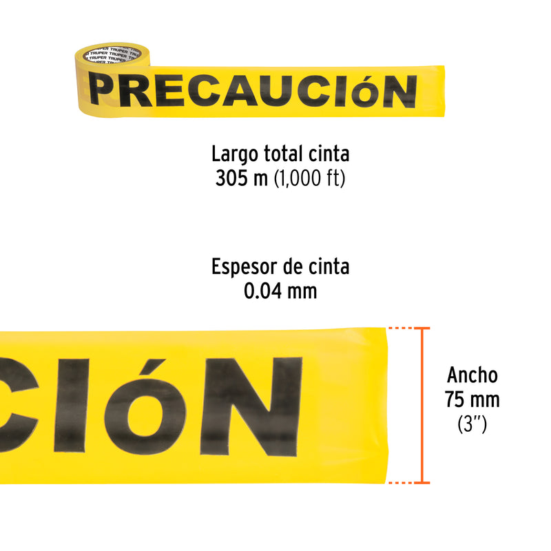 Cinta delimitadora "Precaución", 304.8 m