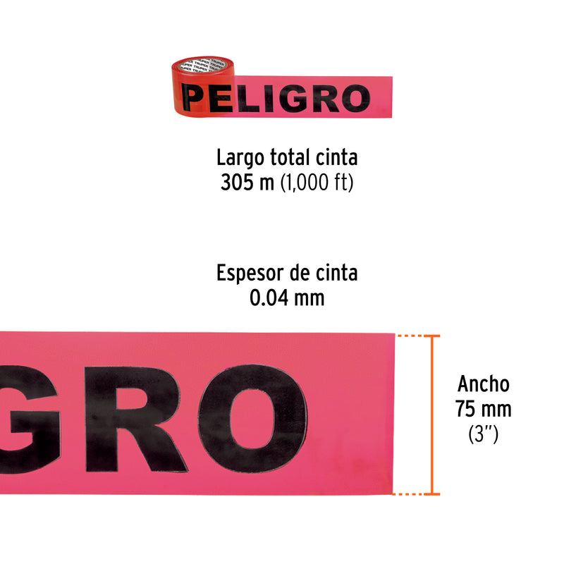 Cinta delimitadora "Peligro", 304.8 m
