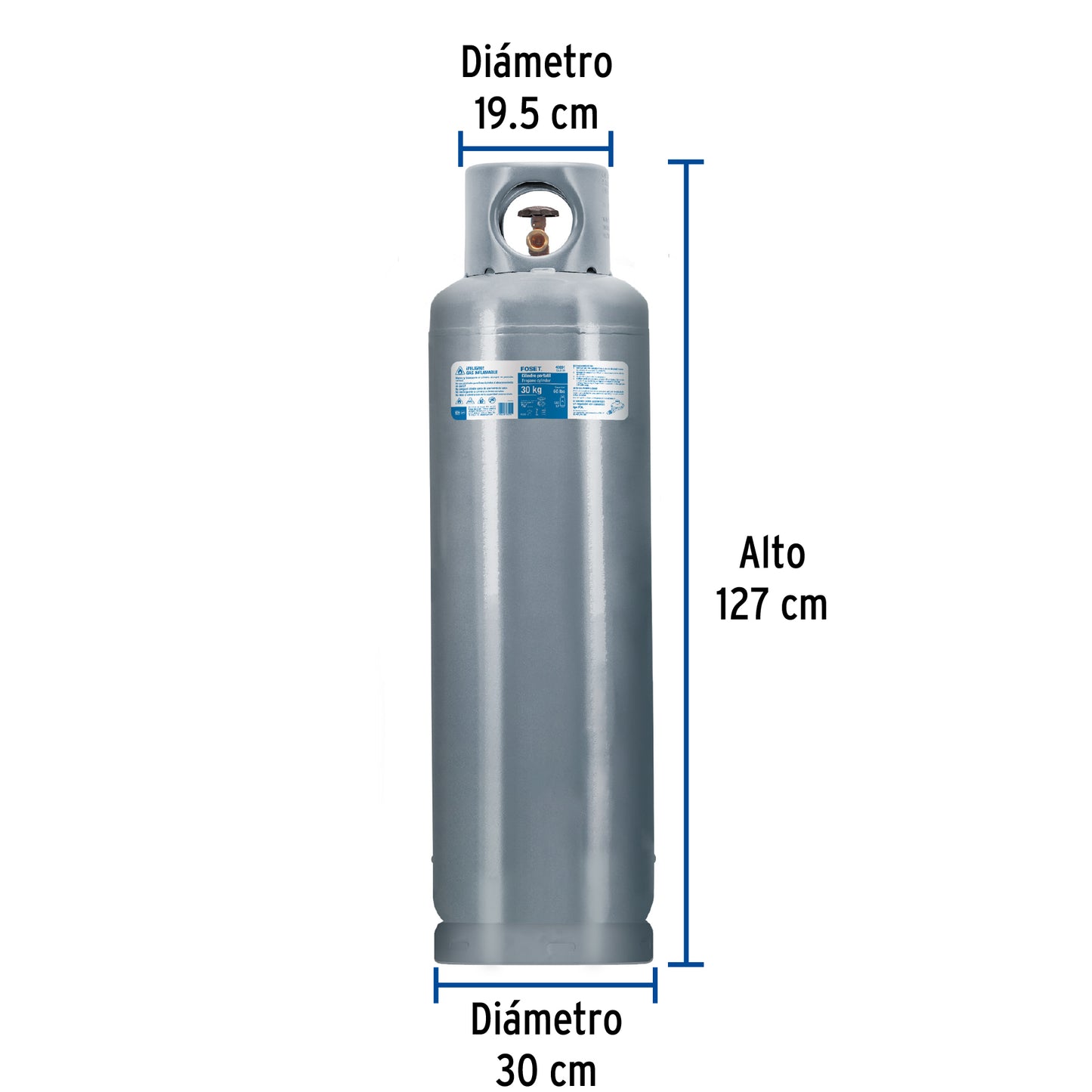 Cilindro portátil para gas LP, 30kg (66lb) Foset