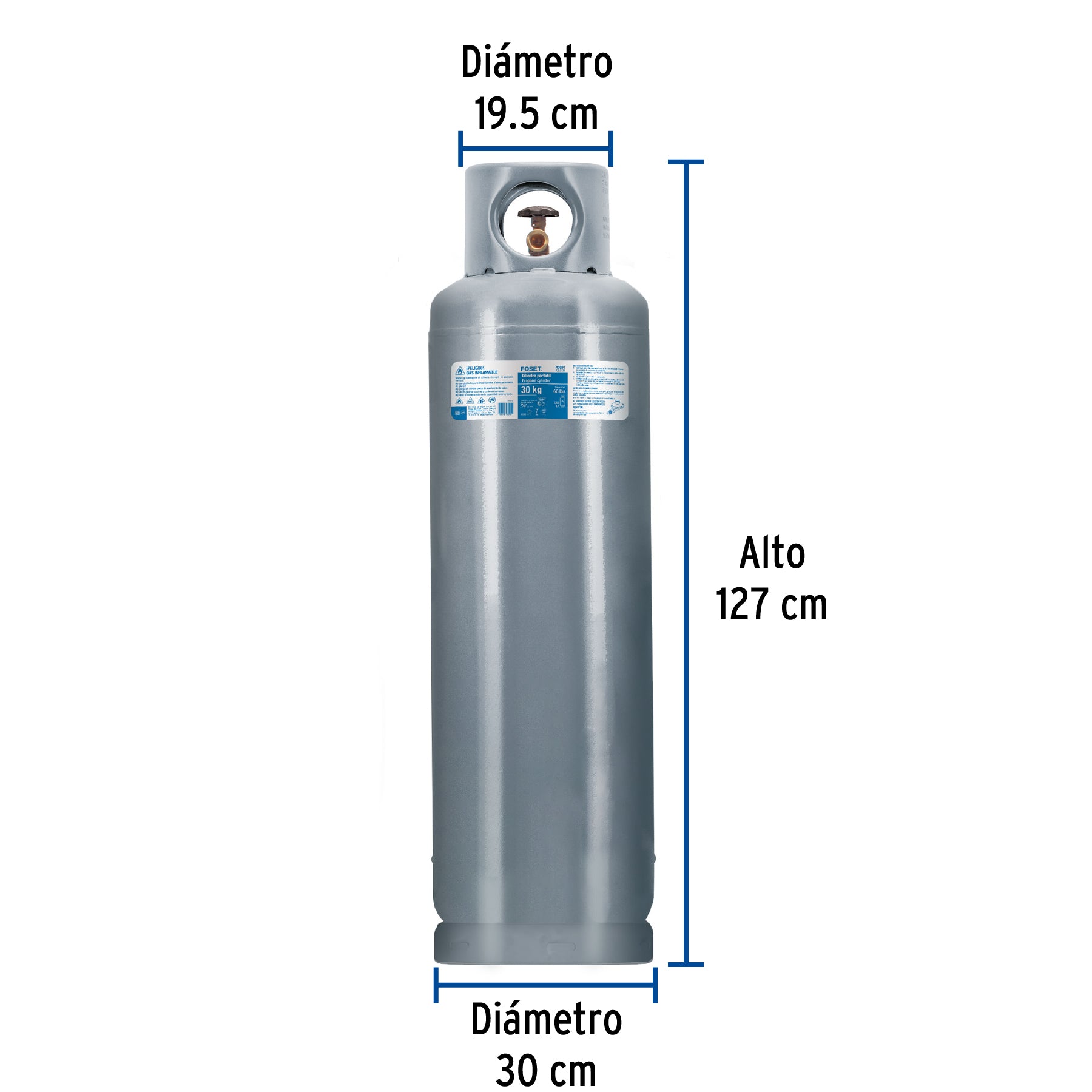 Cilindro portátil para gas LP, 30kg (66lb) Foset