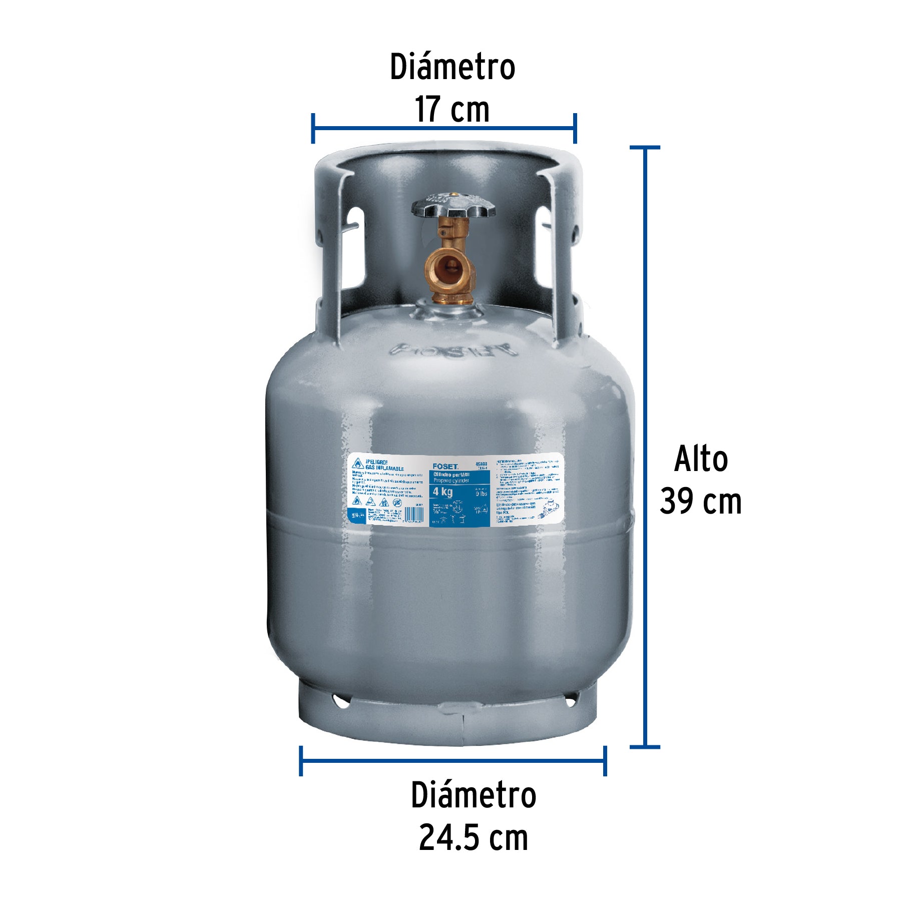 Cilindro portátil para gas LP, 4kg (9lb) Foset