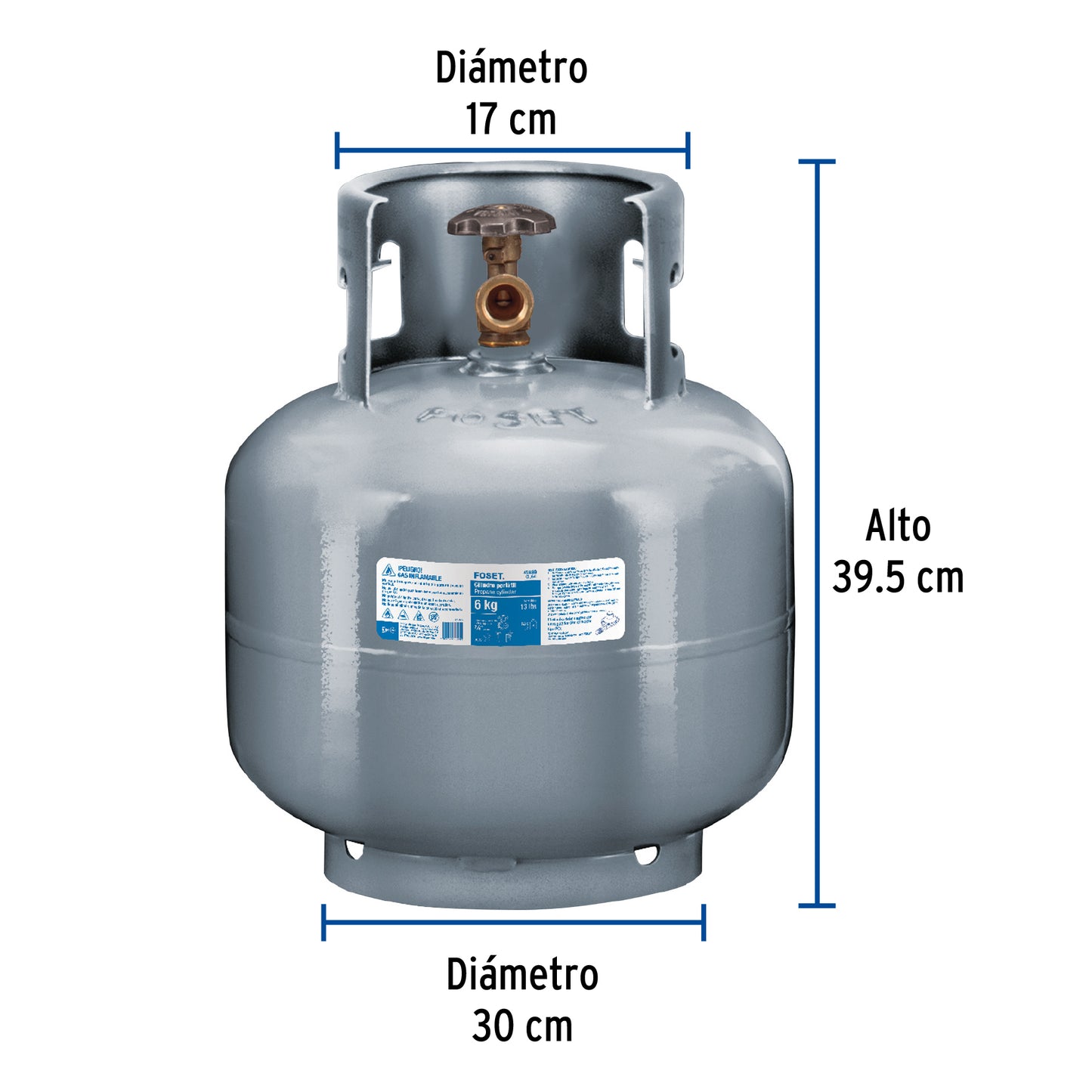 Cilindro portátil para gas LP, 6kg (13lb) Foset