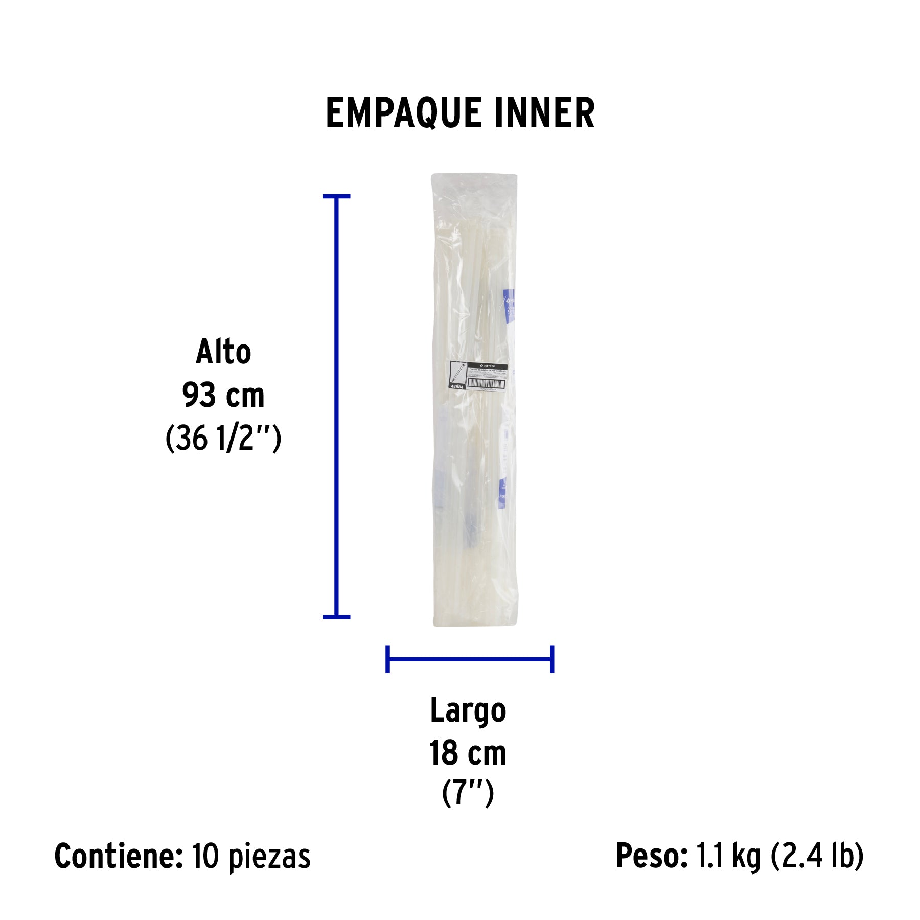Cincho plástico, 120 lb, 75 cm, bolsa con 10 piezas