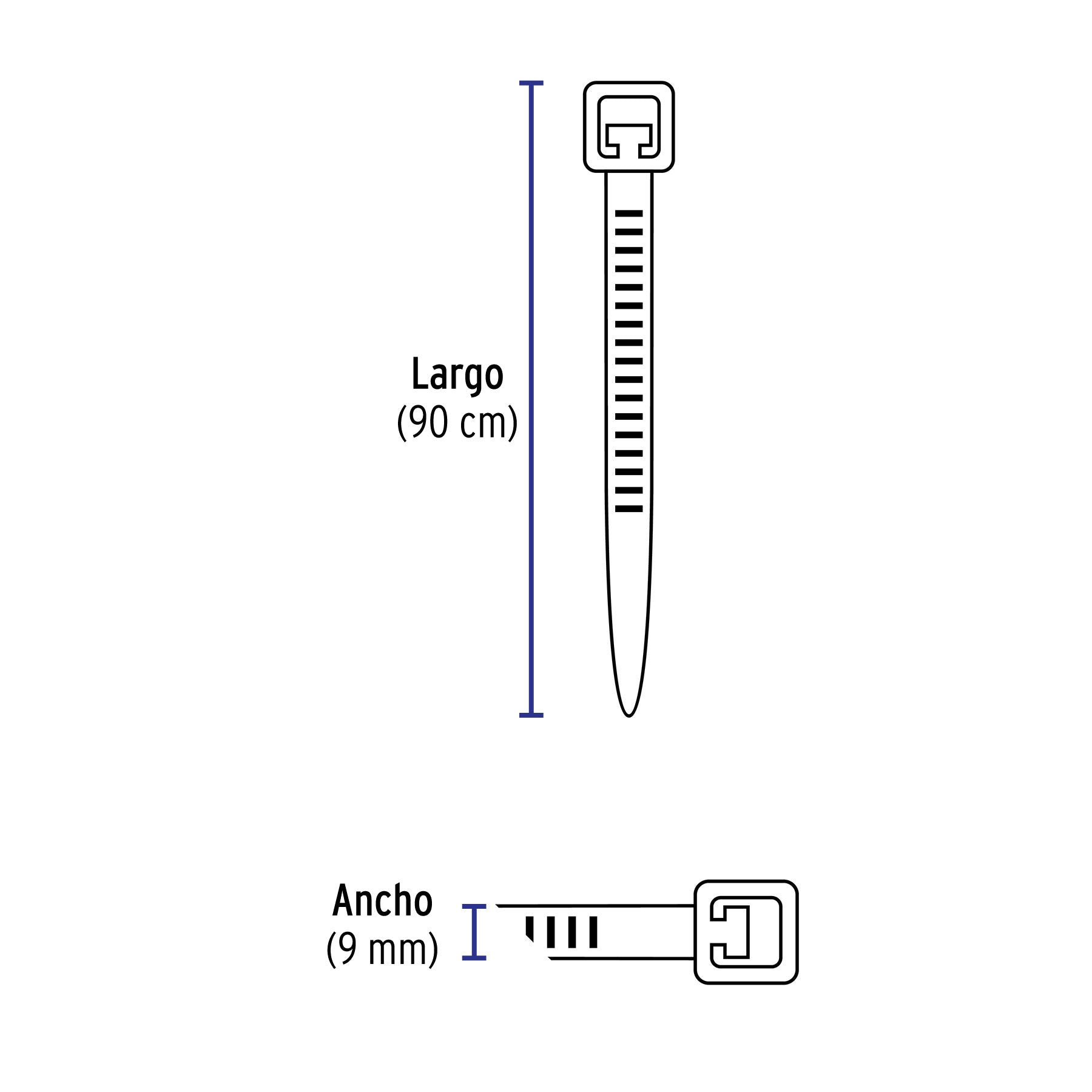Cincho plástico, 175 lb, 90 cm, bolsa con 10 piezas