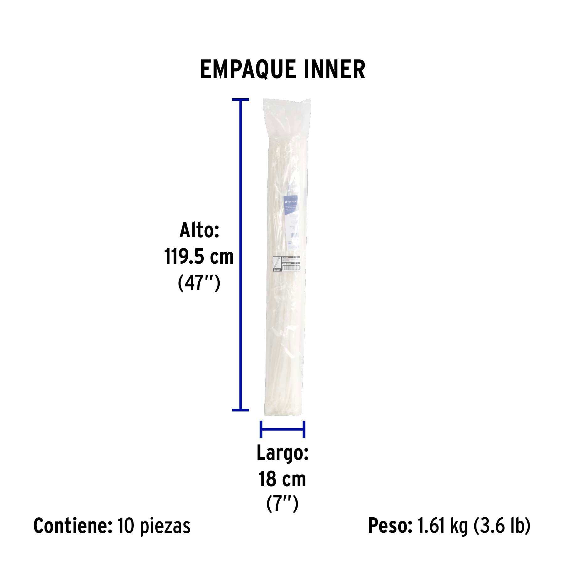 Cincho plástico, 175 lb, 90 cm, bolsa con 10 piezas