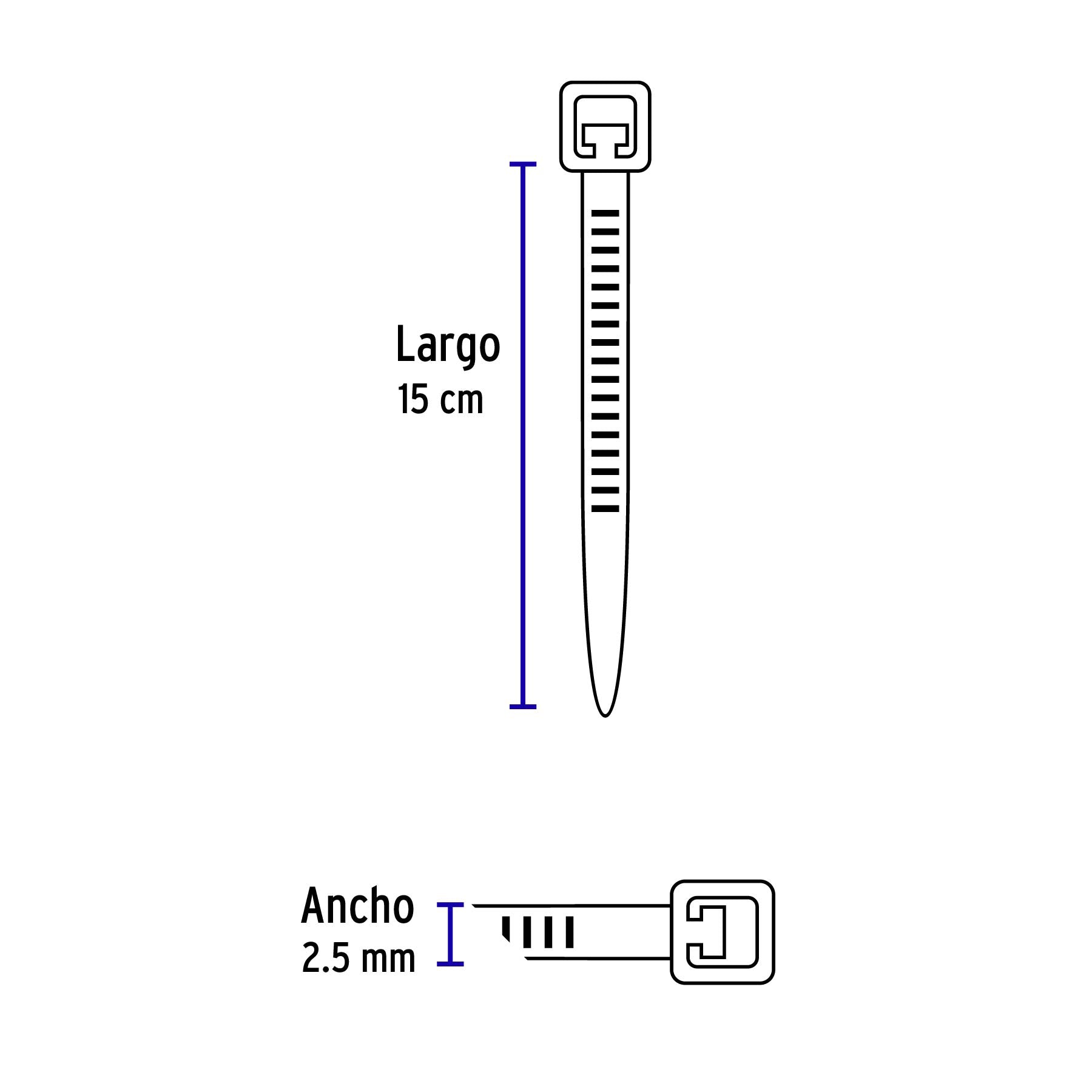 Cincho plástico, 18 lb, 15 cm, bolsa con 1000 pzas
