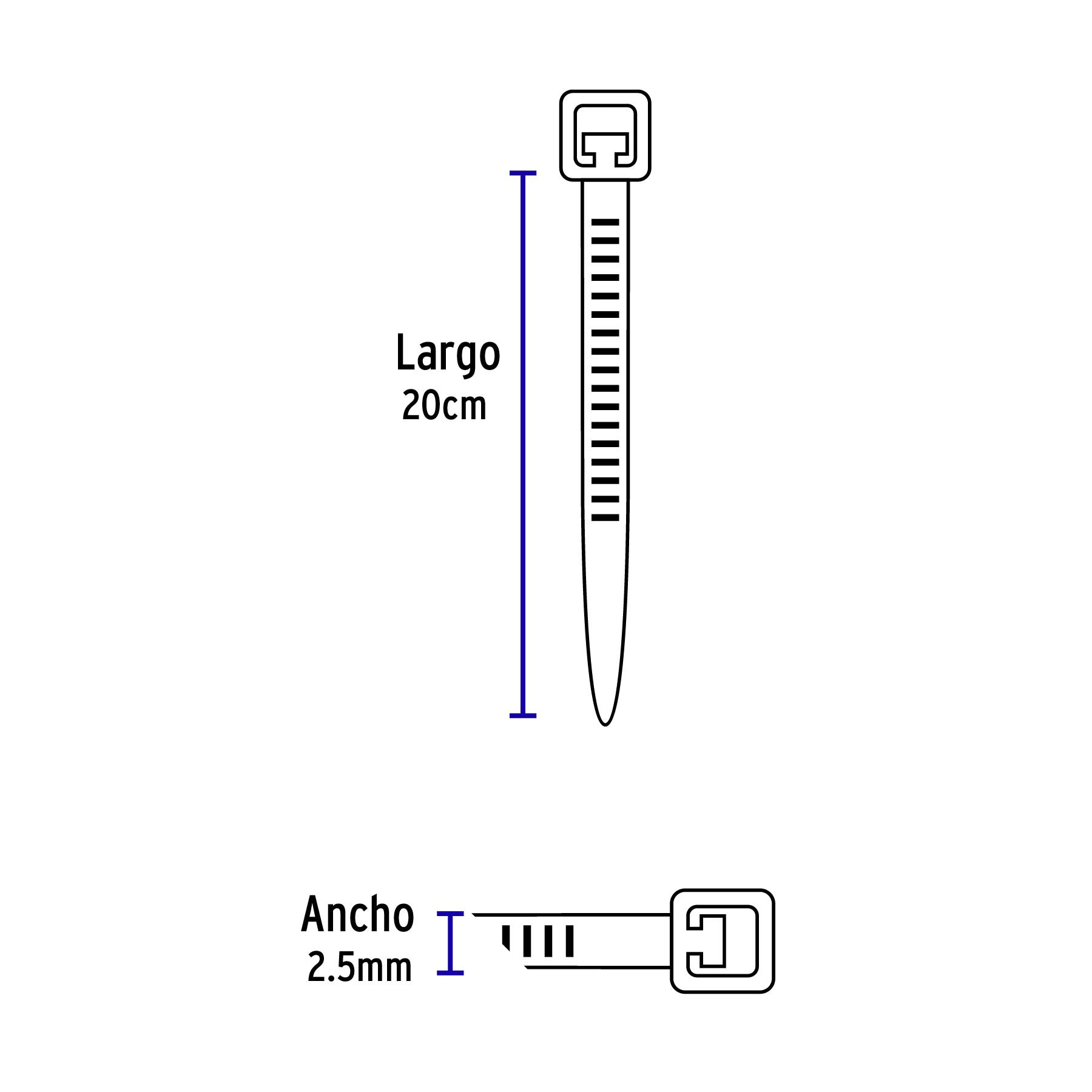 Cincho plástico, 18 lb, 20 cm, bolsa con 1000 pzas